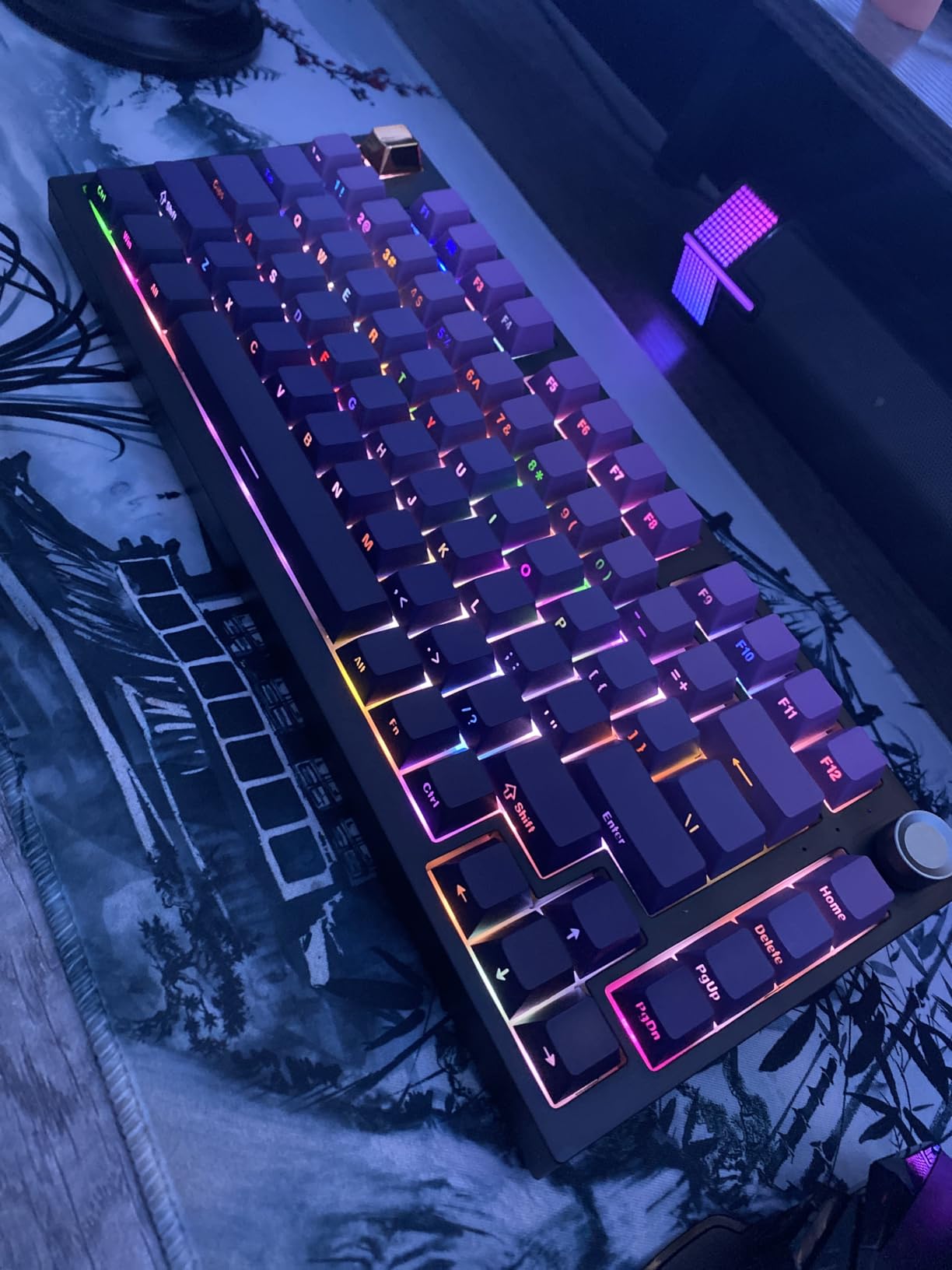 COSTOM WK75 75% Wireless Gaming Mechanical Keyboard,BT5.0/2.4GHz/USB-C, Hot Swappable Pre-lubed Custom Linear Switches,Gasket Structure,RGB Backlit Keyboard for PC/Laptop/Xbox/PS4/PS5 (Purple) - Customer Photo 1