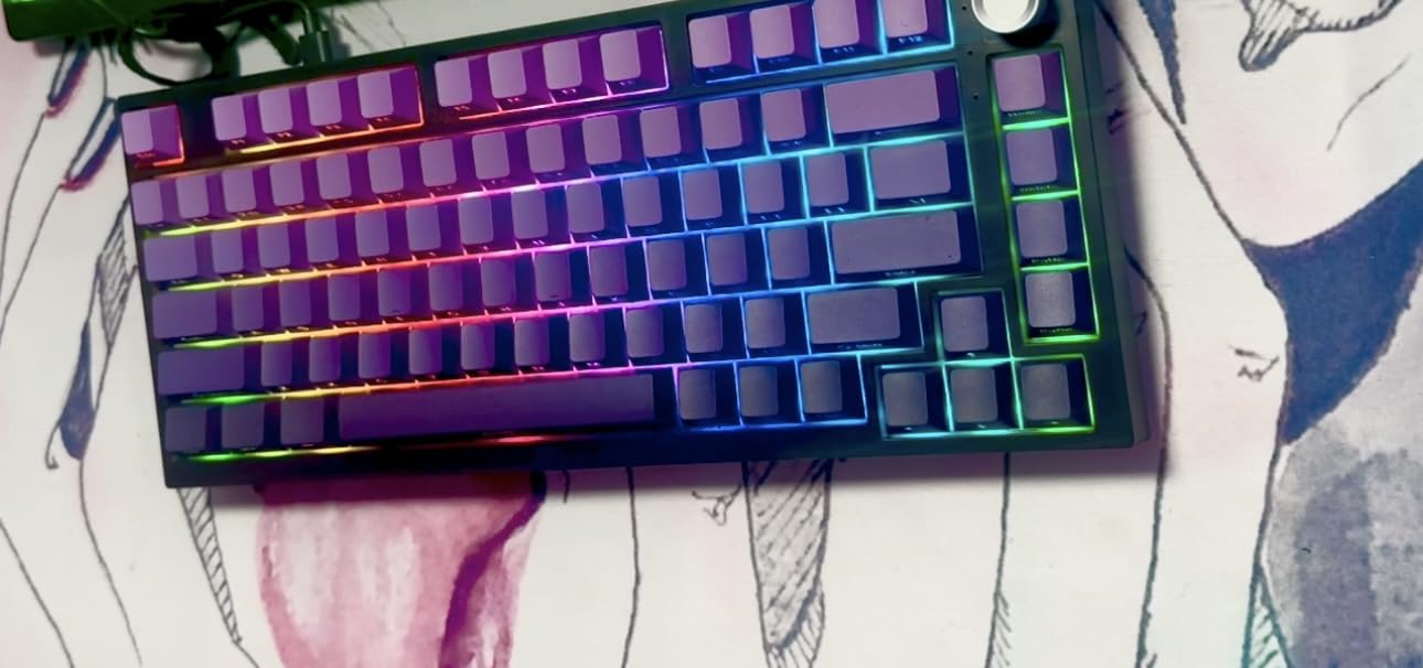 COSTOM WK75 75% Wireless Gaming Mechanical Keyboard,BT5.0/2.4GHz/USB-C, Hot Swappable Pre-lubed Custom Linear Switches,Gasket Structure,RGB Backlit Keyboard for PC/Laptop/Xbox/PS4/PS5 (Purple) - Customer Photo 2