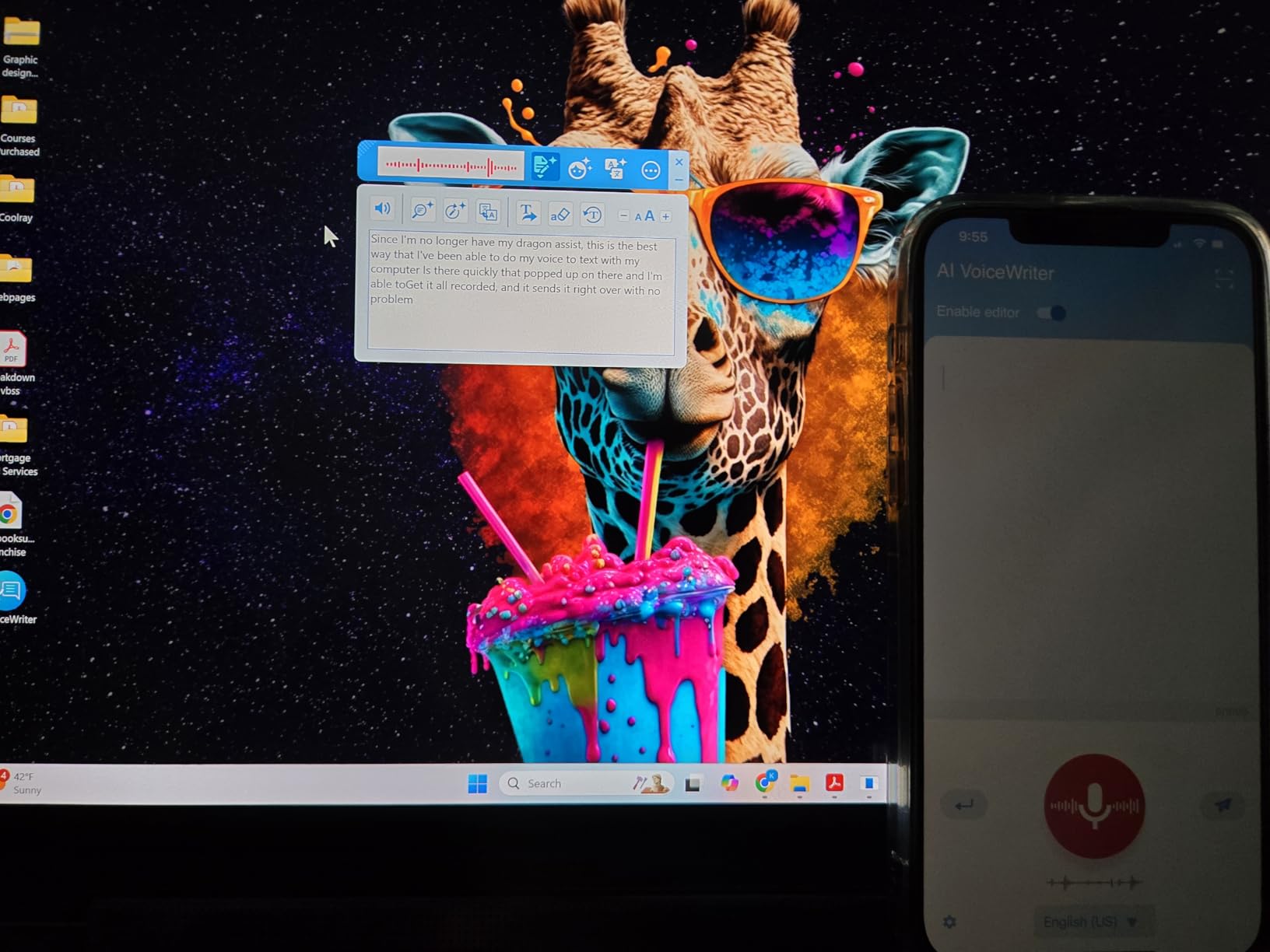 AI VoiceWriter – Smart Dictation & AI Writing Assistant for Windows & Mac | USB Dongle & Mobile App for Voice Input, Proofreading, Rewriting & Multilingual Support - Customer Photo 1