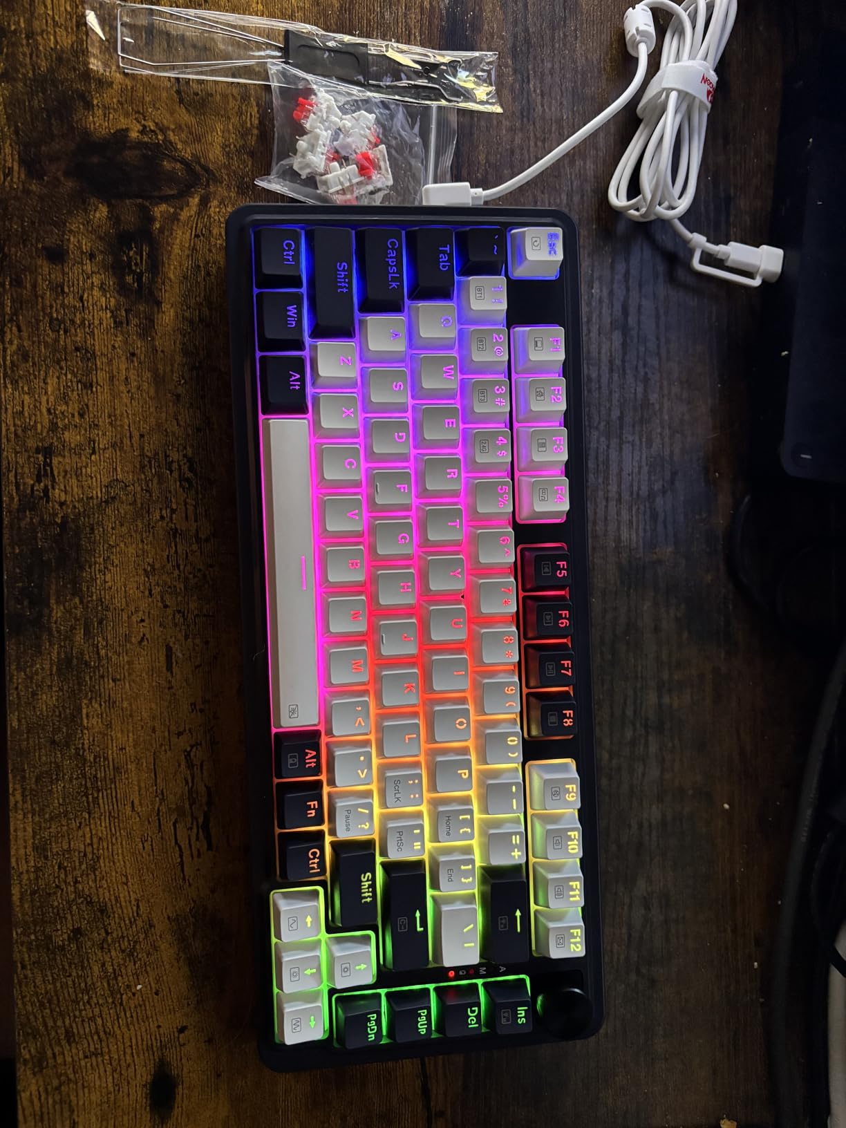 Redragon K673 GB 75% Wireless Gasket RGB Gaming Keyboard, 3-Modes 81 Keys PBT Compact Mechanical Keyboard w/Hot-Swap Socket, Dedicated Knob Control & 5-Layer Noise Dampening, Custom Linear Switch Customer Review Redragon K673 GB 75% Wireless Gasket RGB Gaming Keyboard, 3-Modes 81 Keys PBT Compact Mechanical Keyboard w/Hot-Swap Socket, Dedicated Knob Control & 5-Layer Noise Dampening, Custom Linear Switch - Customer Photo 1