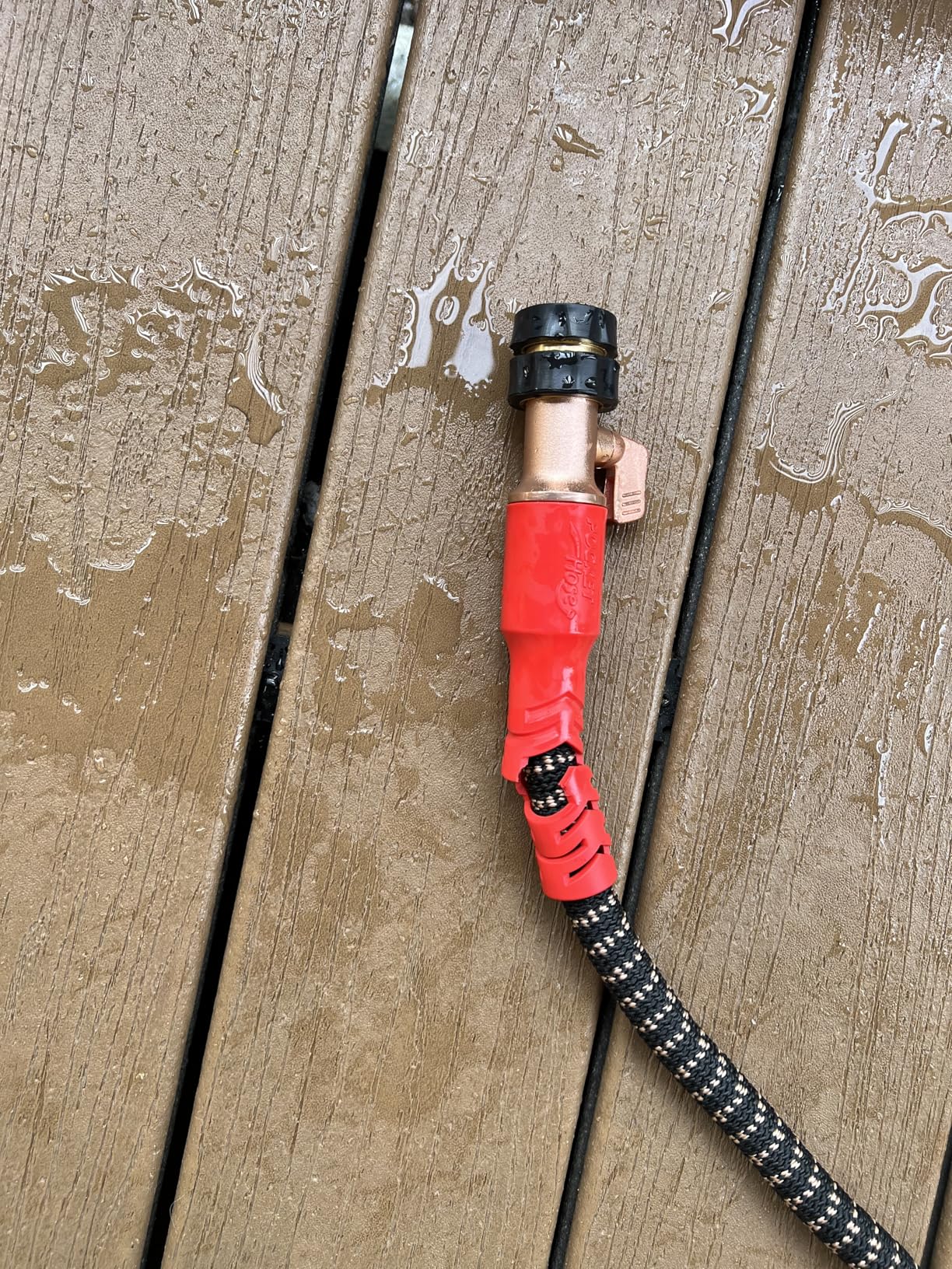 Pocket Hose Copper Head UV w/Pocket Pivot, Expandable Garden Hose 50 FT w/10 Pattern Thumb Sprayer AS-SEEN-ON-TV 650psi 3/4in Ultra-Light Solid Copper Anodized Aluminum Fittings No-Kink No-Lead - Customer Photo 3