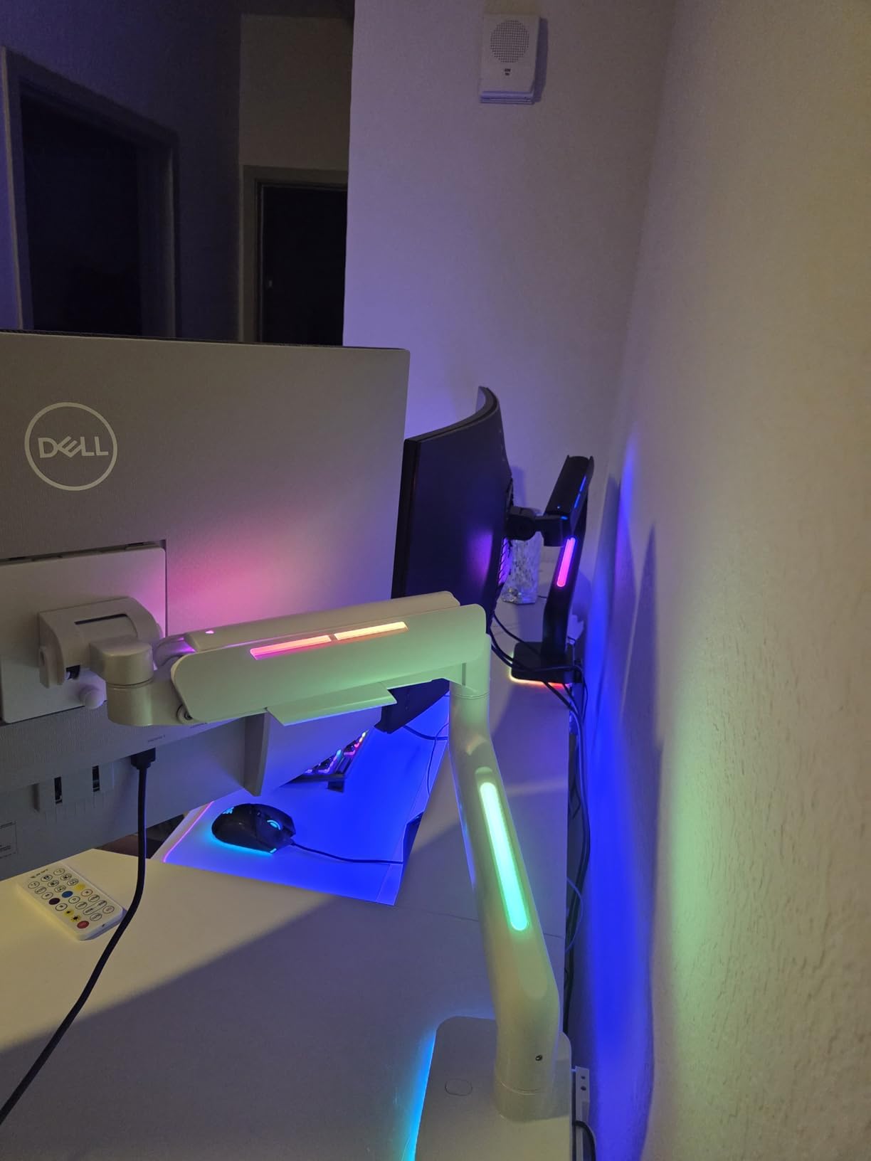 Ultrawide Monitor arm for 17-49'' Heavy Duty Screen up to 44lbs, Gas Spring Single Monitor Arm with RGB Light, Adjustable Gaming Computer Monitor Arm for Desk, Black Customer Review Ultrawide Monitor arm for 17-49'' Heavy Duty Screen up to 44lbs, Gas Spring Single Monitor Arm with RGB Light, Adjustable Gaming Computer Monitor Arm for Desk, Black - Customer Photo 1