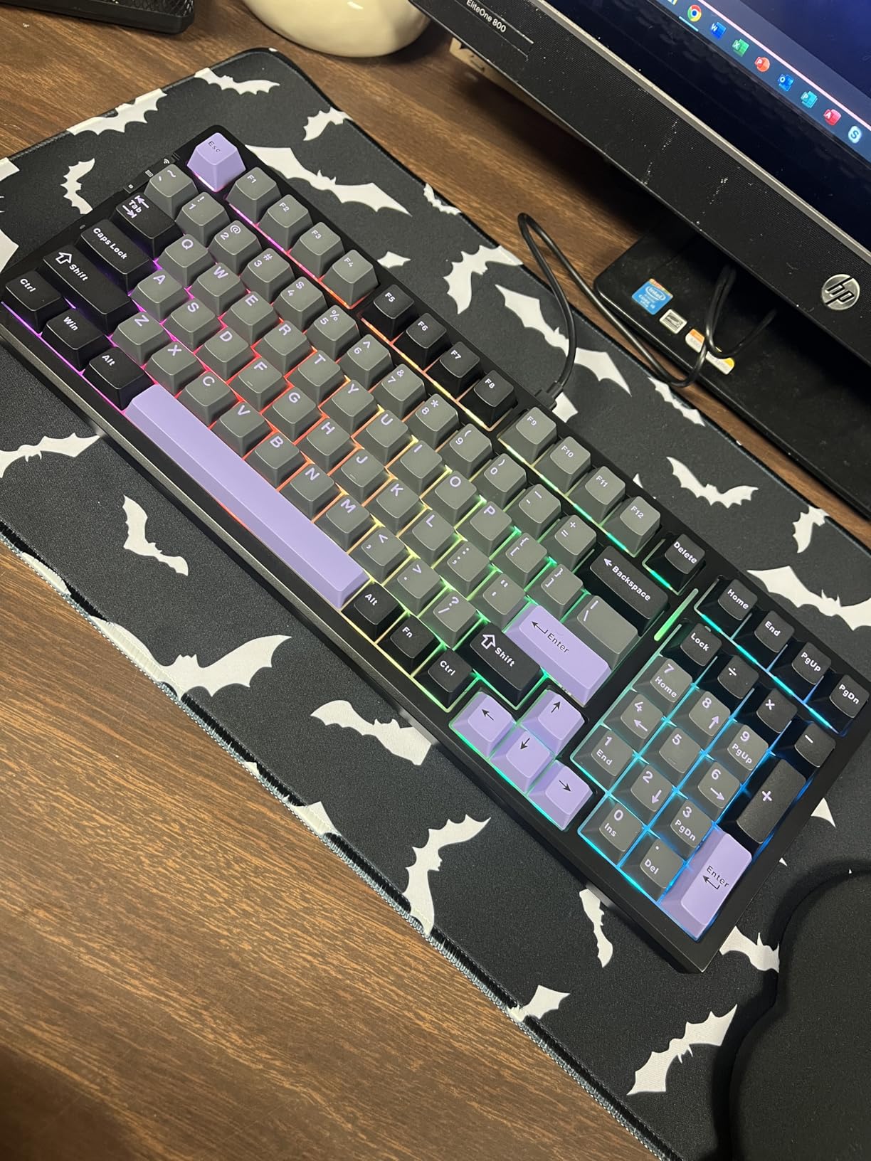 MCHOSE G98 PRO Wireless Mechanical Keyboard, Tri-Mode Connection Gaming Keyboard, Hot Swappable Custom Gasket Structure, Pre-lubed Linear Switches, Double Shot PBT Keycaps RGB LED Backlit Purple&Black Customer Review MCHOSE G98 PRO Wireless Mechanical Keyboard, Tri-Mode Connection Gaming Keyboard, Hot Swappable Custom Gasket Structure, Pre-lubed Linear Switches, Double Shot PBT Keycaps RGB LED Backlit Purple&Black - Customer Photo 2