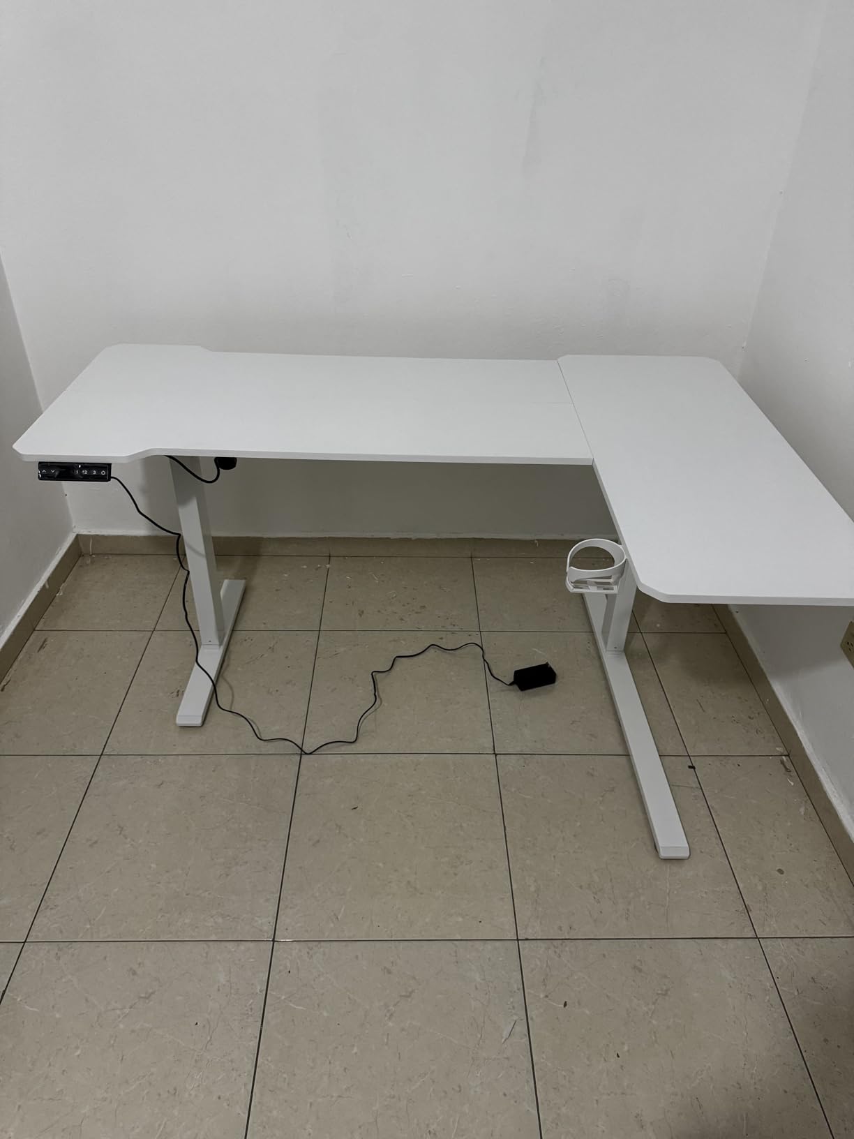 71 Inch L Shaped Standing Desk Adjustable Height,Gaming Electric Corner Standing Desk, Sit Stand Computer Table with Reversiable Splice Board, Black Carbon - Customer Photo 1