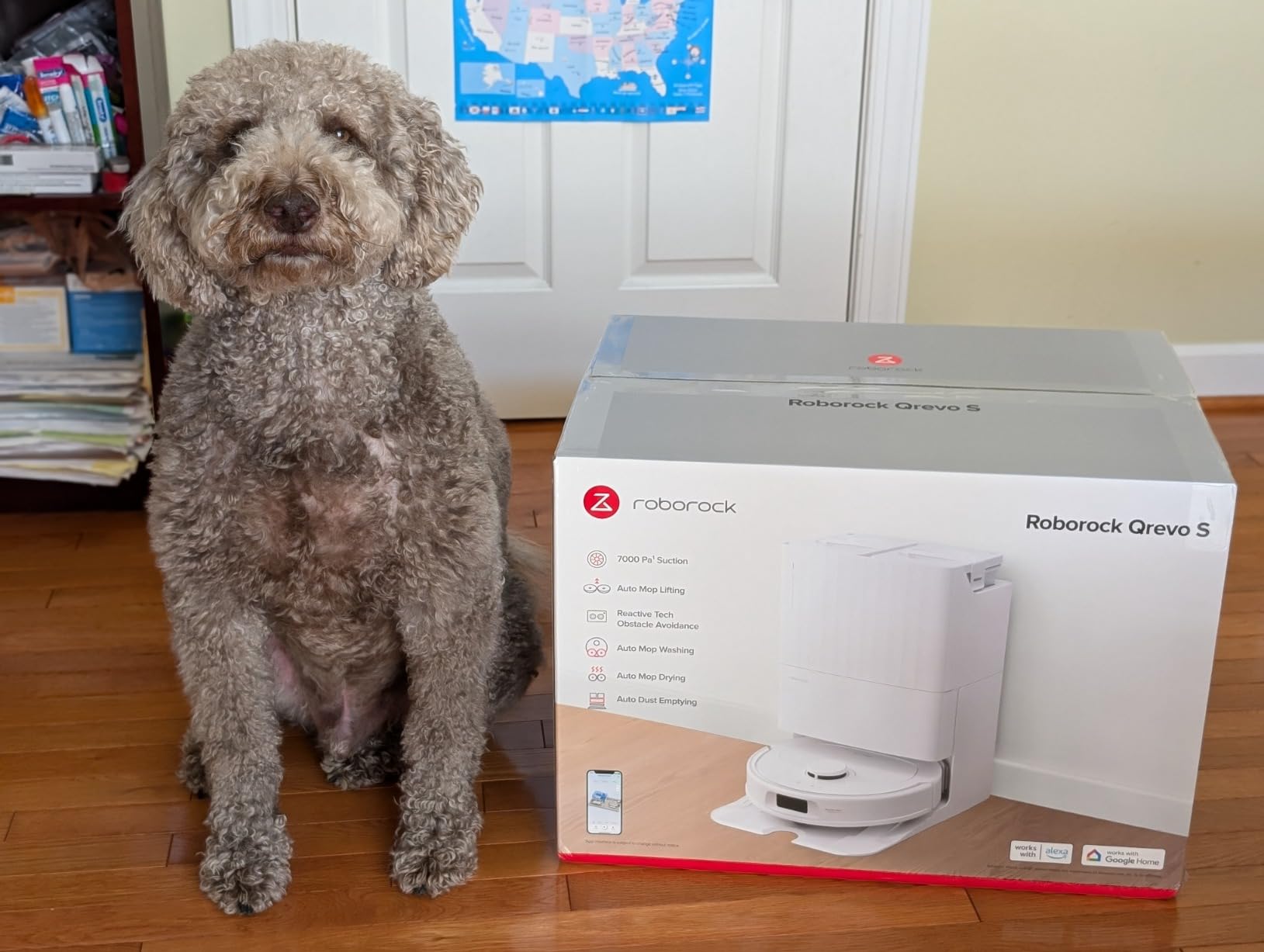 roborock Qrevo Series Robot Vacuum and Mop, 8000Pa Suction, Upgraded from Qrevo S, Anti-Tangle Brushes, Smart Obstacle Avoidance, Auto Mop Washing, All-in-One Dock, 200RPM Spinning Mops, Black(QV 35A) - Customer Photo 1