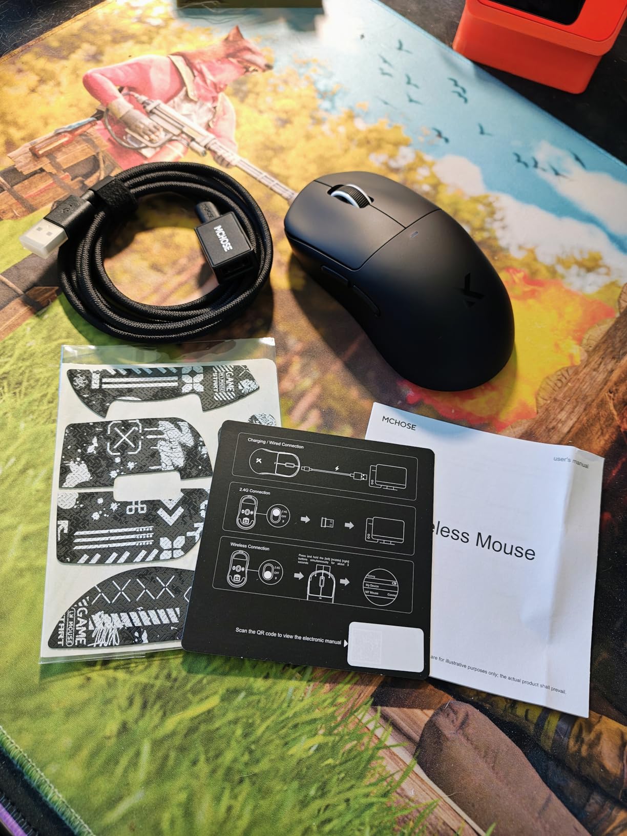 MCHOSE M7 Wireless Gaming Mouse, 8K Polling, 53g Lightweight Ergonomic Computer Mouse, PAW3395 Optical Sensor, 650 IPS, 26000 DPI, 6 Programmable Controls, USB-C 3-Modes, PC/Mac White - Customer Photo 4