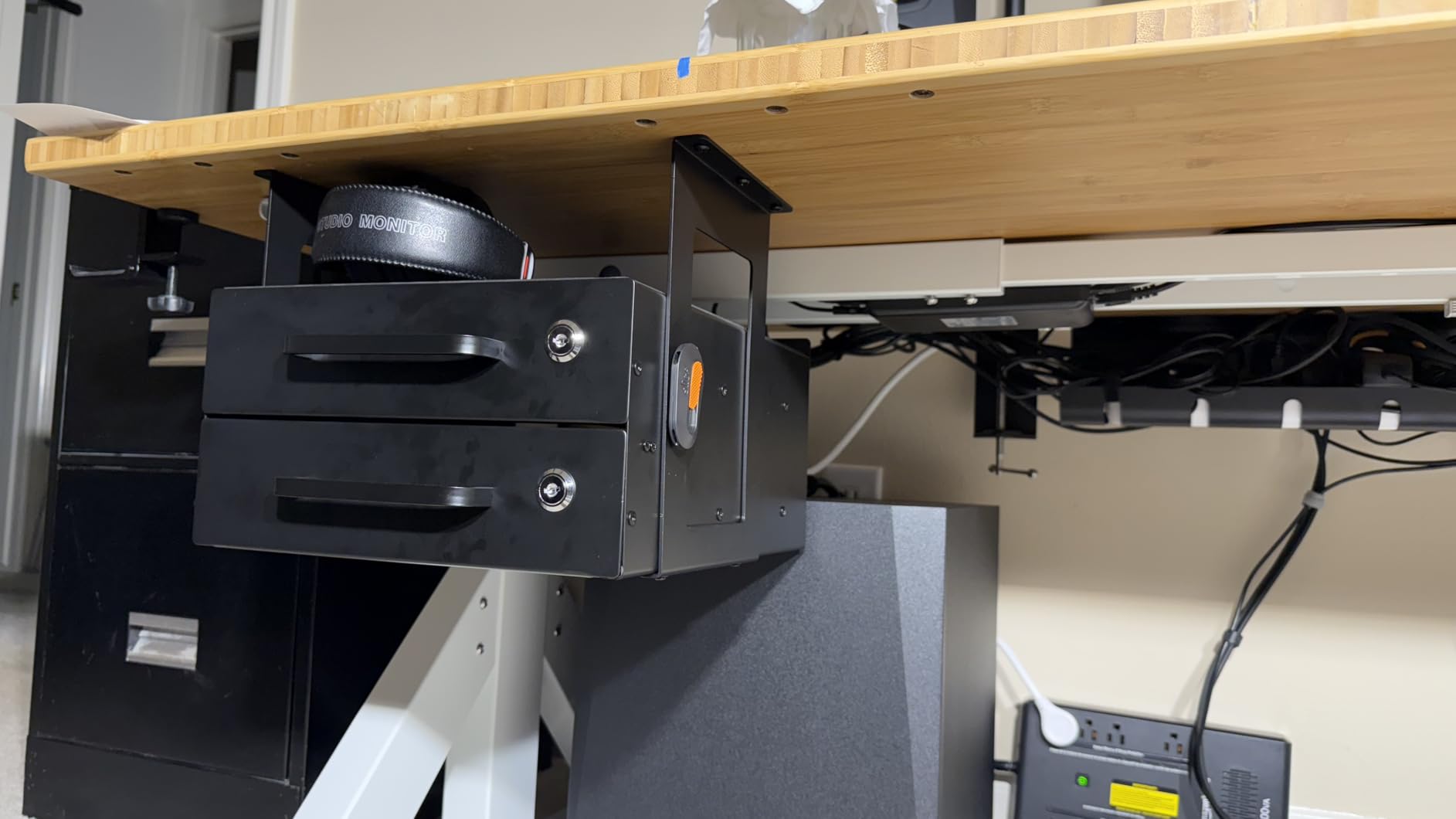 Under Desk Drawer Slide-Out – Lockable Metal Storage Drawer with Cable Management for Office & Home (Single, Bracketed) Customer Review Under Desk Drawer Slide-Out – Lockable Metal Storage Drawer with Cable Management for Office & Home (Single, Bracketed) - Customer Photo 4