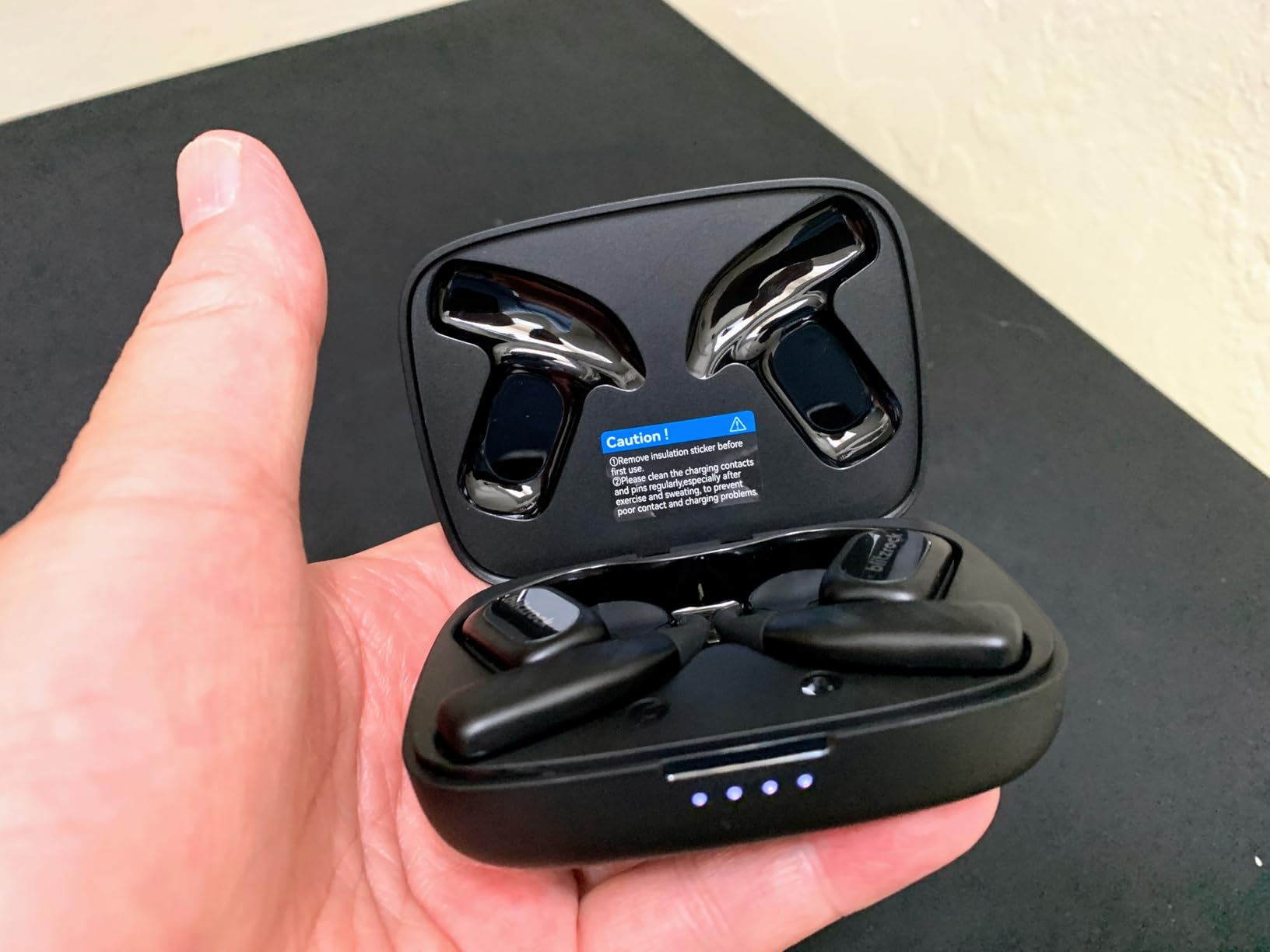 BlitzRock Open Ear Headphones, Ultra-Comfort Ear Hooks, Immersive Sound, App Control, 4-Mic ENC for Clear Calls, Bluetooth 5.4, 28H Playtime, IPX5 Sweatproof, Wireless Earbuds for Running & Cycling Customer Review BlitzRock Open Ear Headphones, Ultra-Comfort Ear Hooks, Immersive Sound, App Control, 4-Mic ENC for Clear Calls, Bluetooth 5.4, 28H Playtime, IPX5 Sweatproof, Wireless Earbuds for Running & Cycling - Customer Photo 3