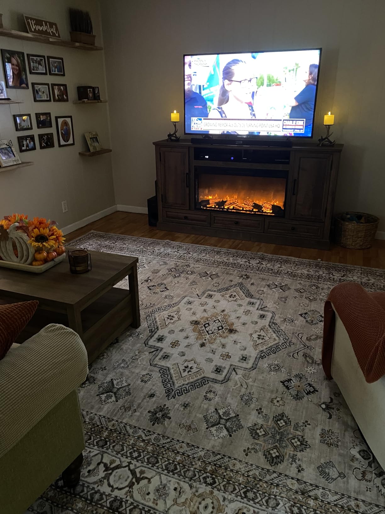 Fireplace TV Stand for 80 Inch TV, 35.7