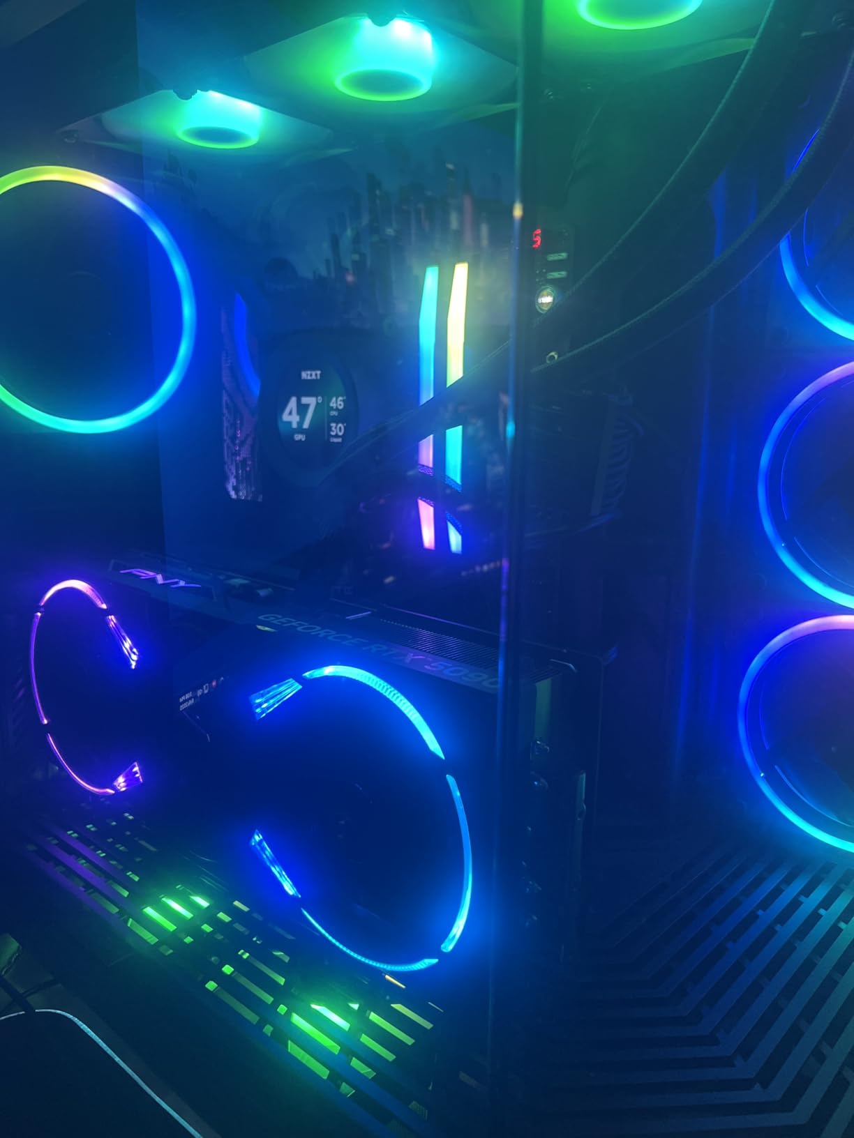 PNY NVIDIA GeForce RTX™ 5090 Epic-X™ ARGB OC Triple Fan, Graphics Card (32GB GDDR7, 512-bit, Boost Speed: 2625 MHz, PCIe® 5.0, HDMI®/DP 2.1, 3.5-Slot, NVIDIA Blackwell Architecture, DLSS 4) Customer Review PNY NVIDIA GeForce RTX™ 5090 Epic-X™ ARGB OC Triple Fan, Graphics Card (32GB GDDR7, 512-bit, Boost Speed: 2625 MHz, PCIe® 5.0, HDMI®/DP 2.1, 3.5-Slot, NVIDIA Blackwell Architecture, DLSS 4) - Customer Photo 1