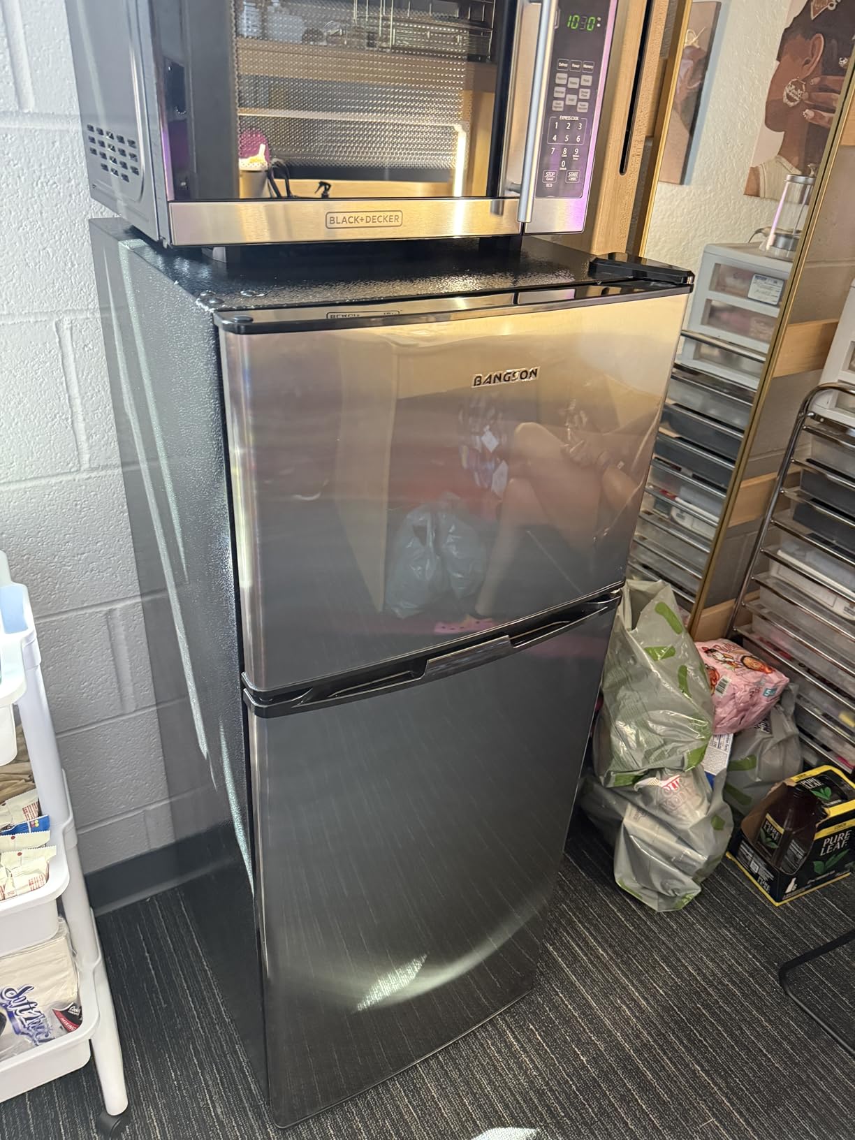 BANGSON 7.7 Cu.Ft Refrigerator with Freezer, Apartment Size Fridge with Top Freezer, for Apartment, Office, Kitchen and Garage, Stainless Steel, Silver - Customer Photo 1