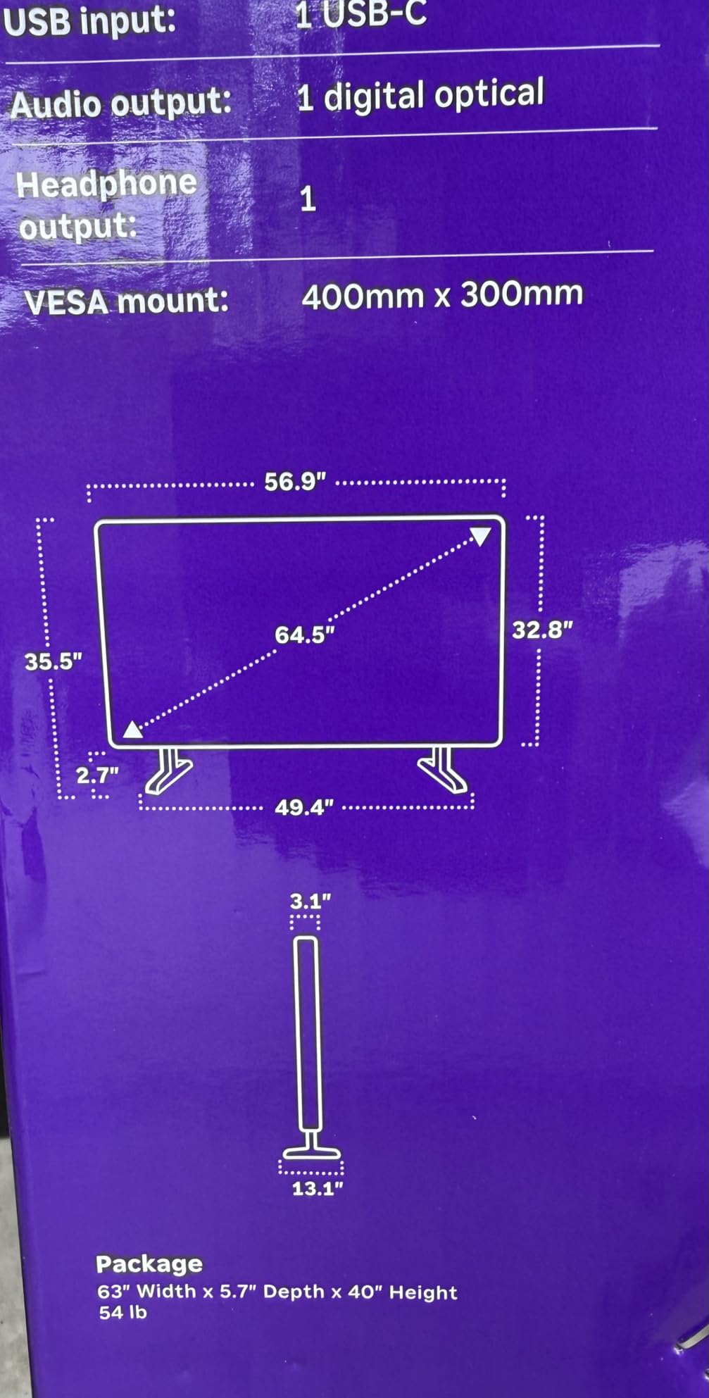 Roku Smart TV 2025 – 65-Inch Plus Series, Mini-LED TV – RokuTV with Enhanced Voice Remote – Flat Screen 4K QLED Television with Dolby Vision & Wi-Fi for Streaming Live Local News, Sports Customer Review Roku Smart TV 2025 – 65-Inch Plus Series, Mini-LED TV – RokuTV with Enhanced Voice Remote – Flat Screen 4K QLED Television with Dolby Vision & Wi-Fi for Streaming Live Local News, Sports - Customer Photo 3