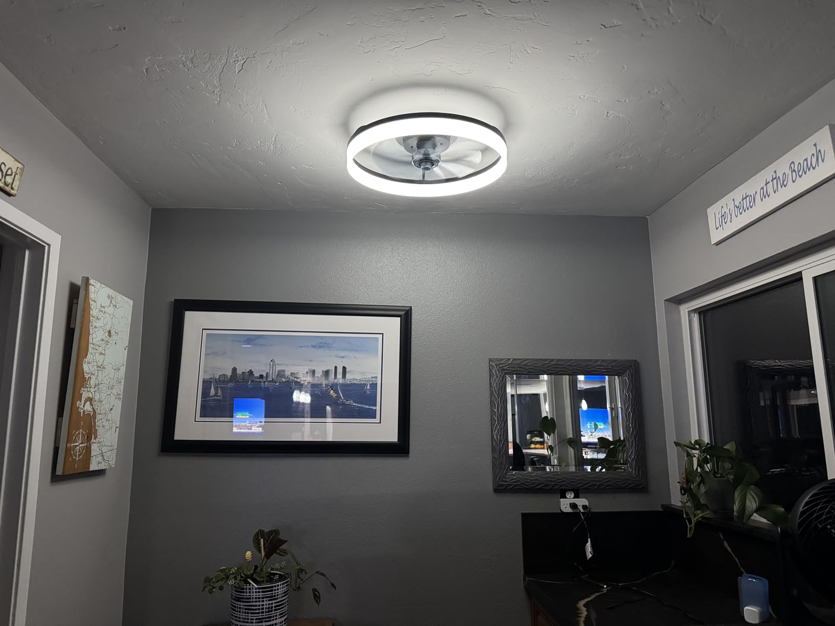 Smart Ceiling Fans with Light and Remote,20'' Low Profile Ceiling Fan with 6-Speed & Dimmable LED, Alexa/APP Home Voice Control, App, Reversible Airflow, App Timer, for Beedroom(Black) Customer Review Smart Ceiling Fans with Light and Remote,20'' Low Profile Ceiling Fan with 6-Speed & Dimmable LED, Alexa/APP Home Voice Control, App, Reversible Airflow, App Timer, for Beedroom(Black) - Customer Photo 2