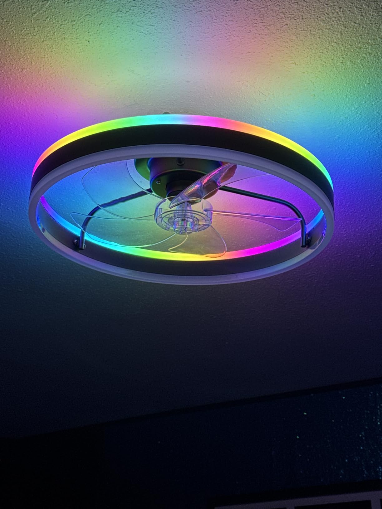 Lumary Smart WiFi Ceiling Fans with Lights, RGBAI Flush Mount Ceiling Fans with Lights and Remote, Dual Lighting Mode Modern LED Low Profile Ceiling Fan for Bedroom Works with Alexa Google, 20in Black Customer Review Lumary Smart WiFi Ceiling Fans with Lights, RGBAI Flush Mount Ceiling Fans with Lights and Remote, Dual Lighting Mode Modern LED Low Profile Ceiling Fan for Bedroom Works with Alexa Google, 20in Black - Customer Photo 4