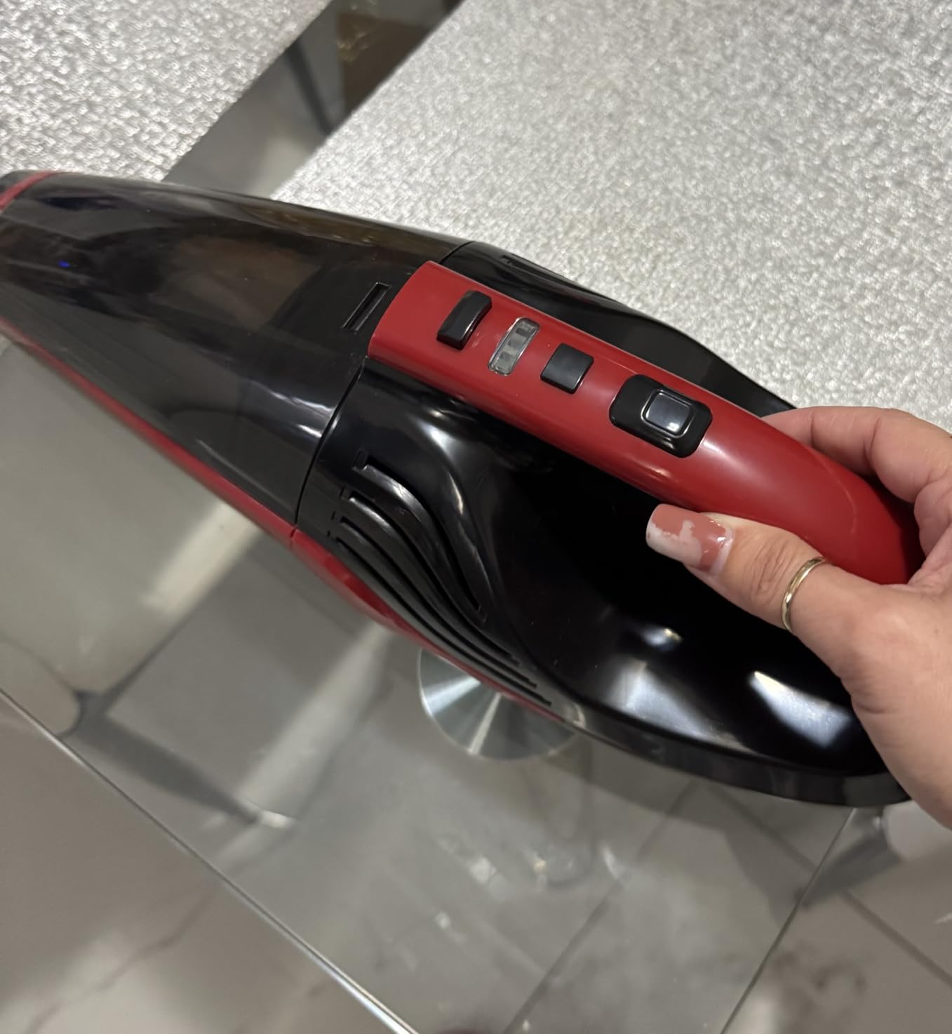 Pet Hair Handheld Vacuum Cordless, Car Vacuum Rechargeable with Reusable Filters, Motorized Brush and Multi-Accessories for Carpet, Couch & Stairs, Red, 17.0