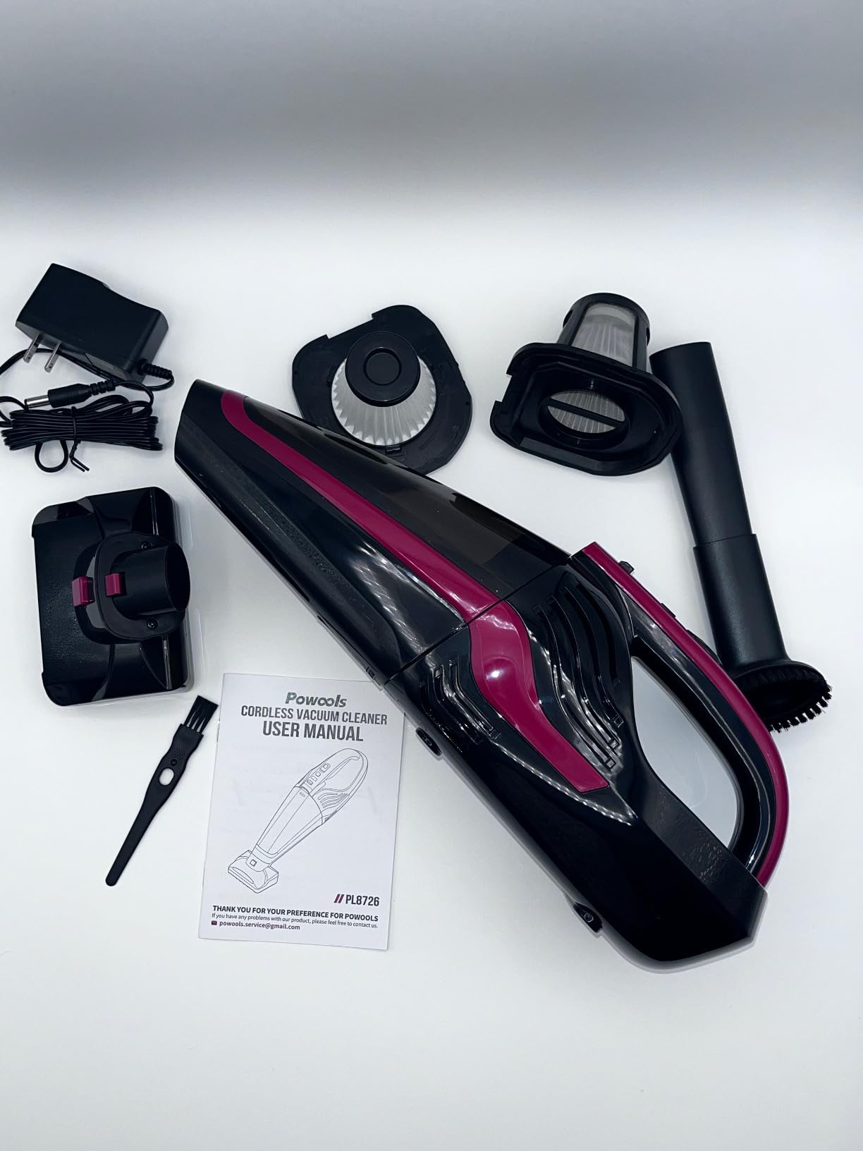 Pet Hair Handheld Vacuum Cordless, Car Vacuum Rechargeable with Reusable Filters, Motorized Brush and Multi-Accessories for Carpet, Couch & Stairs, Red, 17.0