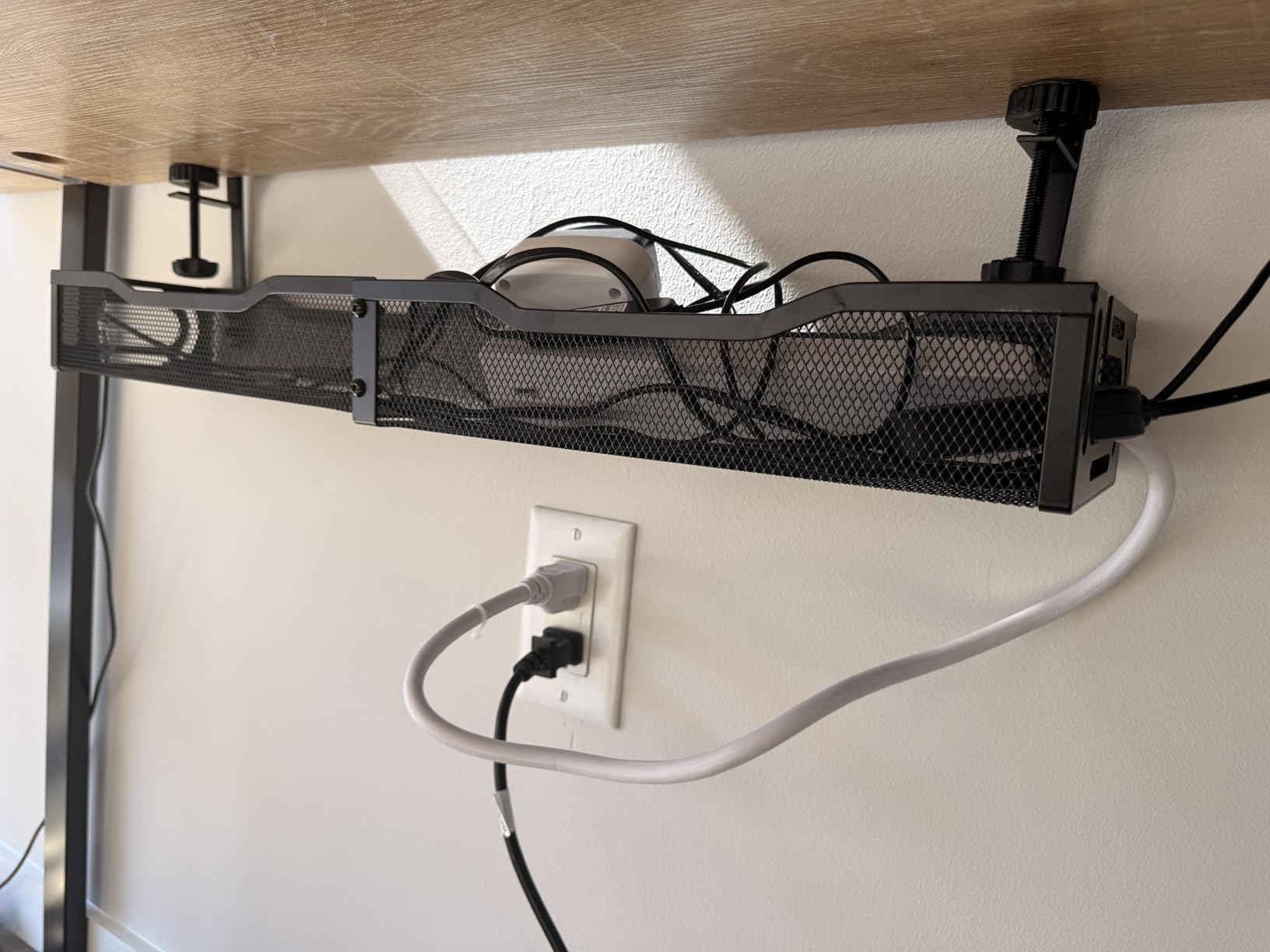 Cable Management, 25'' Cable Management Under Desk No Drill, Metal Cord Organizer with Clamp for Standing Desk, Cable Organizer for Home Office, Black Customer Review Cable Management, 25'' Cable Management Under Desk No Drill, Metal Cord Organizer with Clamp for Standing Desk, Cable Organizer for Home Office, Black - Customer Photo 4
