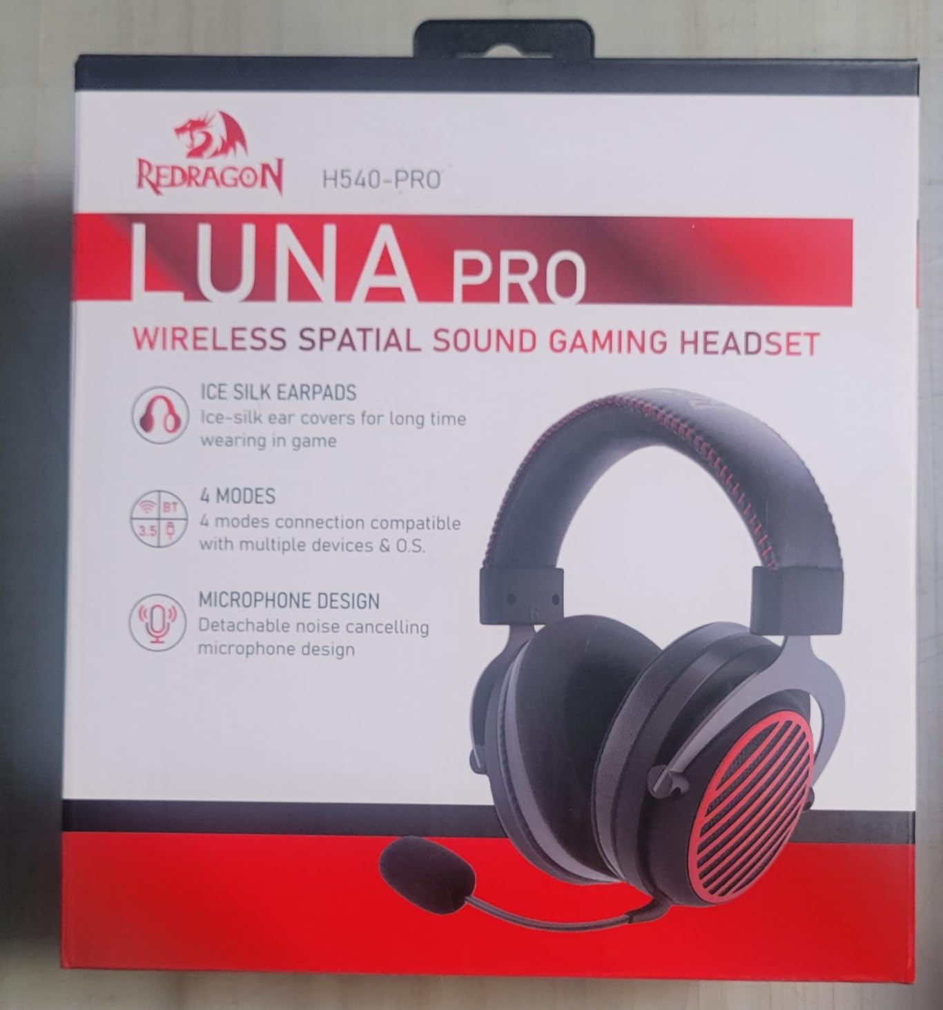 Redragon H540 Wireless Gaming Headset for PC, PS4/5, Xbox, Switch, 4-Mode(2.4G/BT/USB/3.5mm) - 7.1 Surround Sound - 53MM Drivers Gaming Headphones with Noise Canceling Mic - Memory Foam - Black - Customer Photo 4