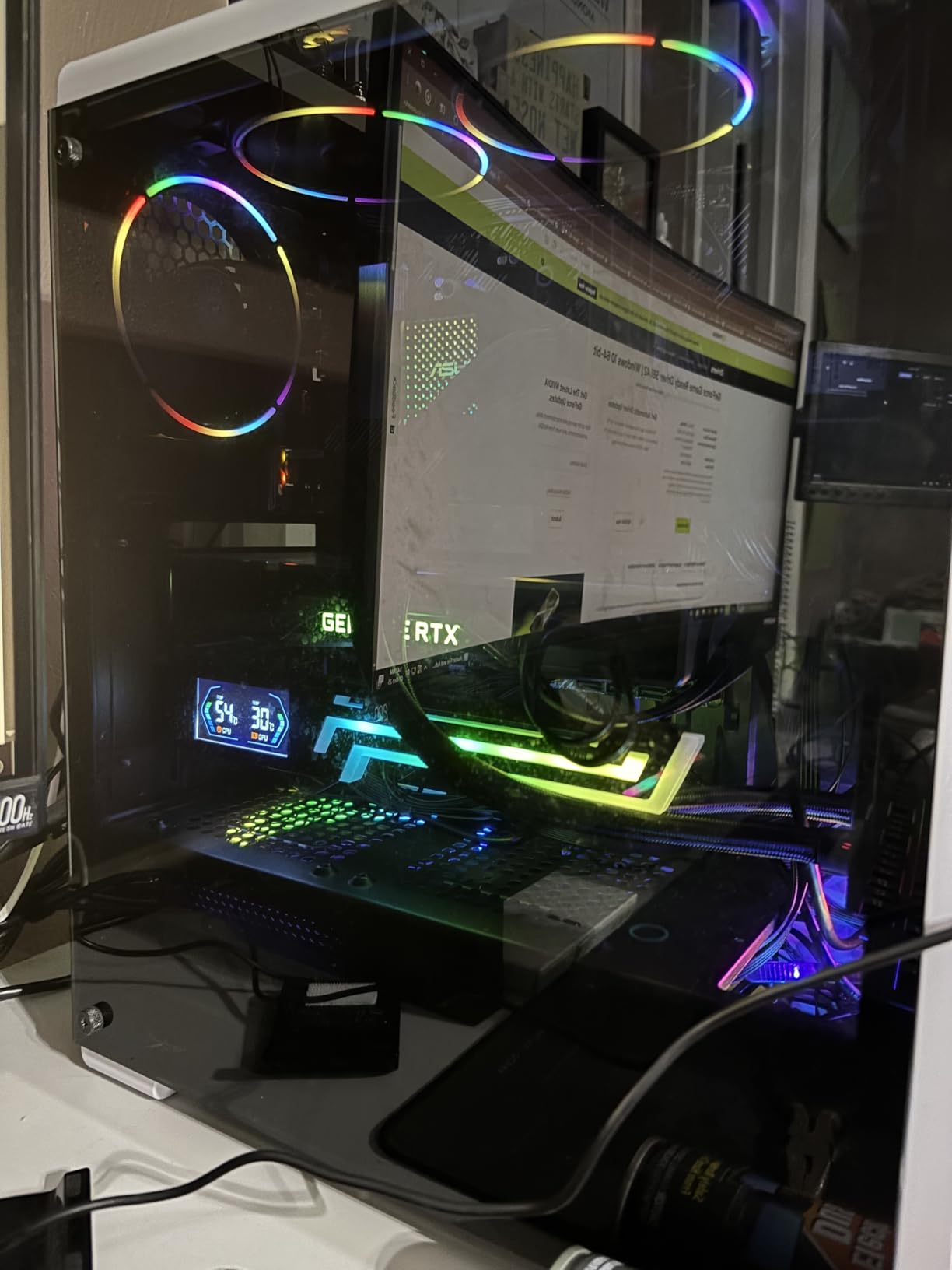 ARGB GPU Support Bracket with CPU & GPU Temp Display, Universal Graphics Card Support, Multi Angle Adjustable GPU Sag Bracket for Video Cards, GPU Stand Built-in 5V3PIN Addressable RGB Strip - Customer Photo 1