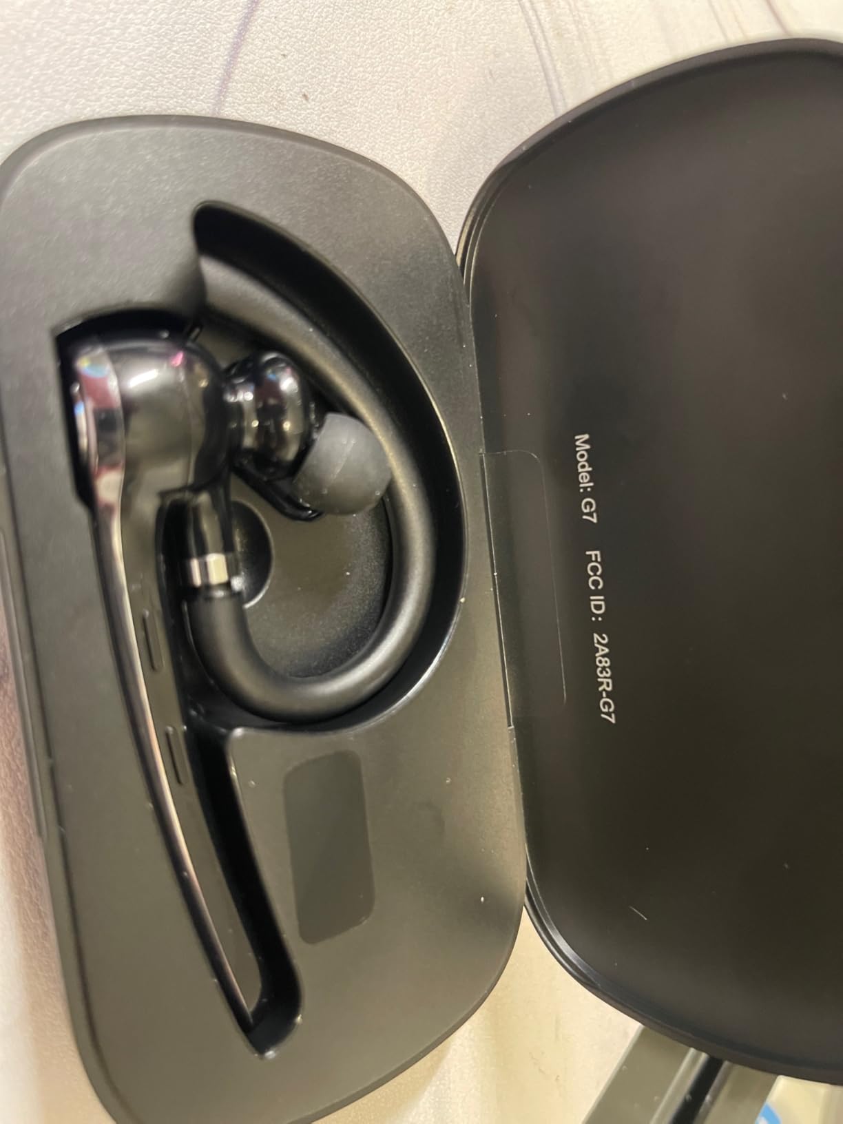 Bluetooth Headset, Wireless Earpiece with Upgrade Noise Canceling Mic,500mAh Charging Case Support 72H Talking Time,Hand-Free Headphones with Mute Button for Computer Cell Phones Trucker Work - Customer Photo 4