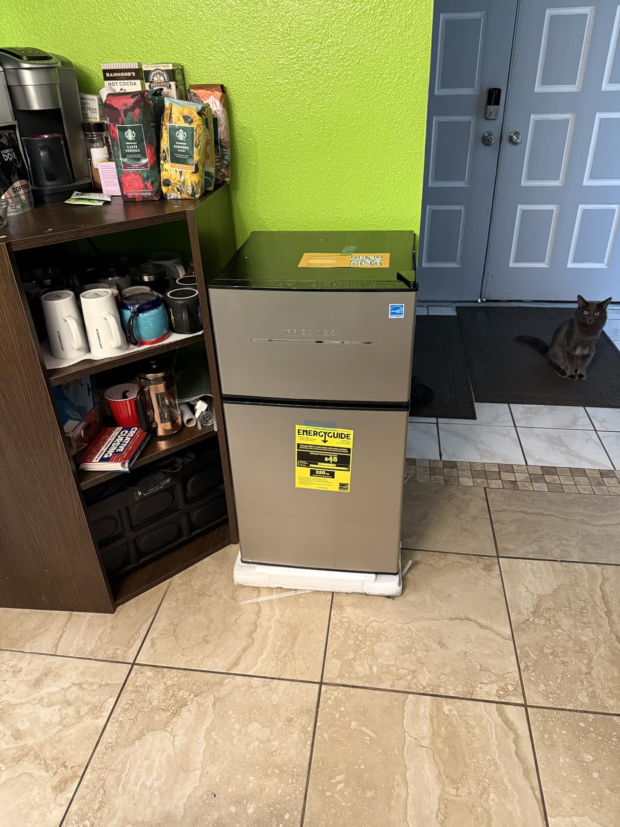 Frestec Mini Fridge with Freezer 3.2 Cu.Ft. 2 Door Refrigerator and Freezer Small Fridge for Bedroom Home Office Dorm, Small Drink Chiller, 37 dB Low Noise, Stainless Steel - Customer Photo 1