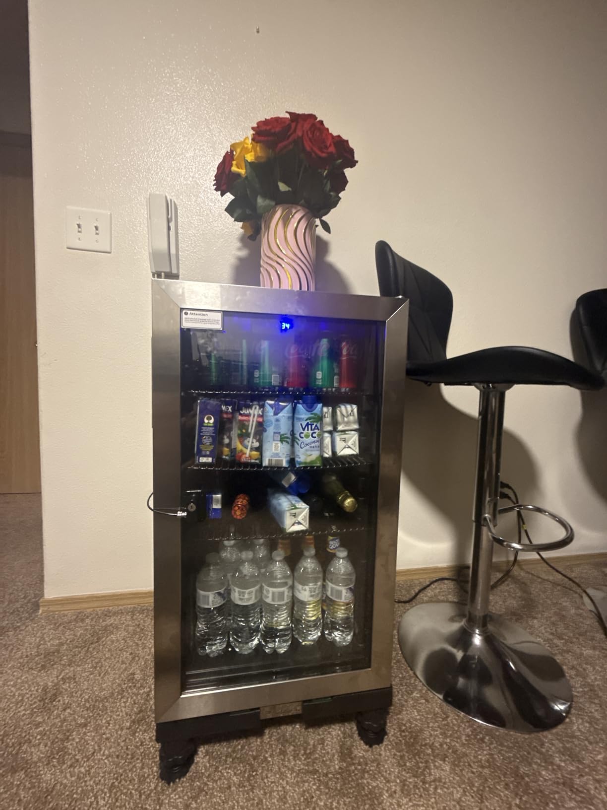 Wine Cooler Refrigerator - 45 Bottle Mini Wine Fridge with Glass Door for Beer Soda Water Drink, Small Wine Cellar Beverage Refrigerator for Bedroom Office Home Bar Dorm, 4.5 Cu.Ft (Black) - Customer Photo 2