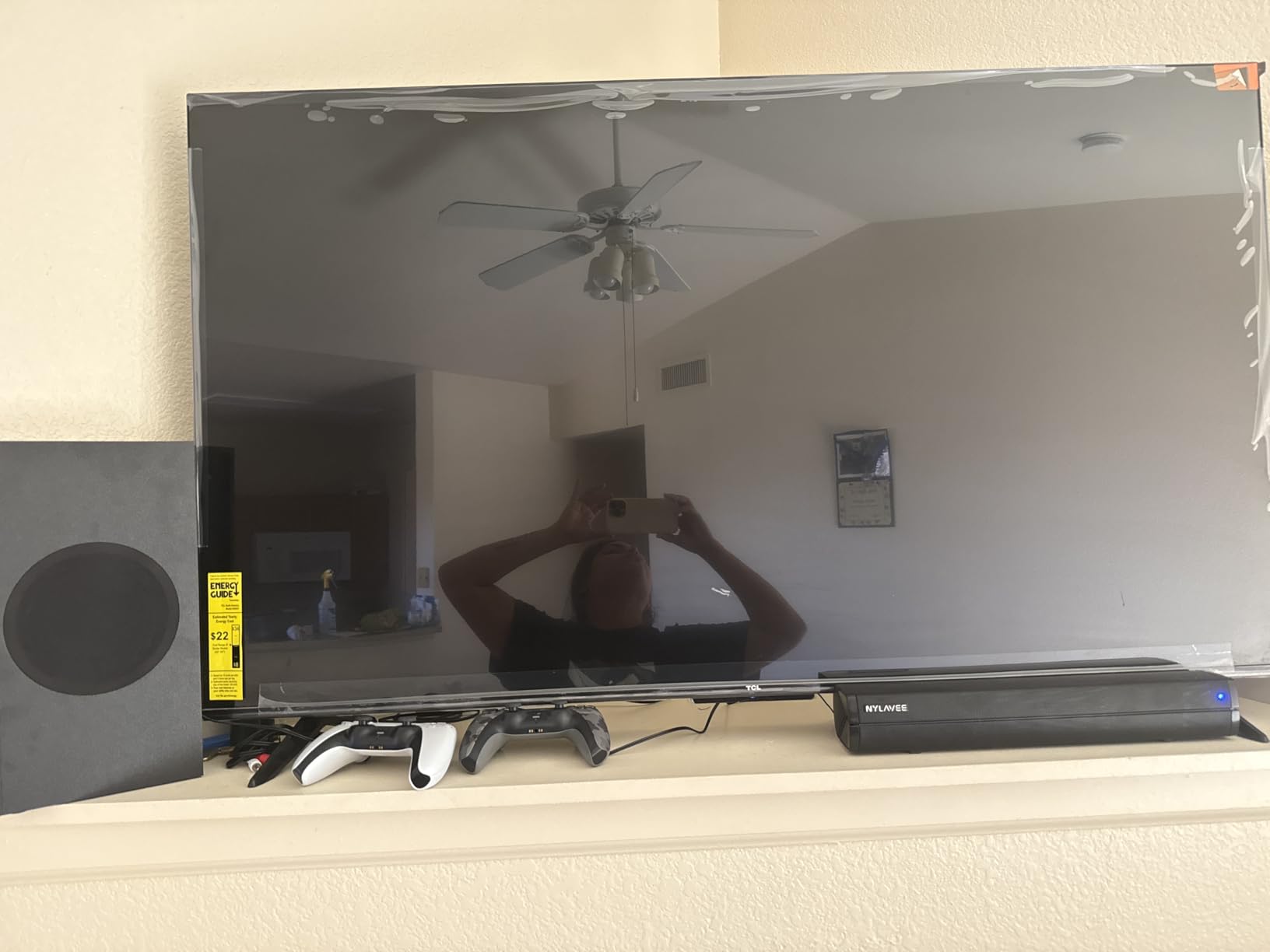 Nylavee Sound Bar - Hi-Fi Stereo Soundbar with Subwoofer, 80w Peak Power, Deep Bass Boost, 16-inch Small Bluetooth Sound Bar with HDMI-ARC, Coaxial, AUX Connection for TV, Computer, Projector - Customer Photo 2