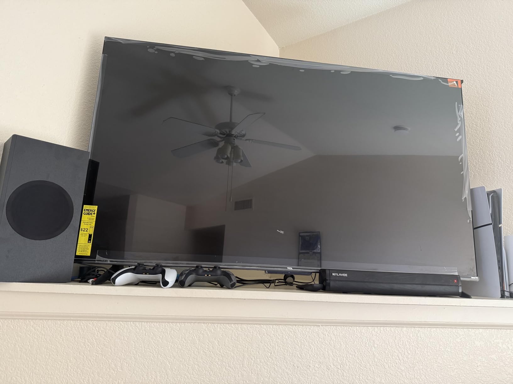 Nylavee Sound Bar - Hi-Fi Stereo Soundbar with Subwoofer, 80w Peak Power, Deep Bass Boost, 16-inch Small Bluetooth Sound Bar with HDMI-ARC, Coaxial, AUX Connection for TV, Computer, Projector - Customer Photo 4