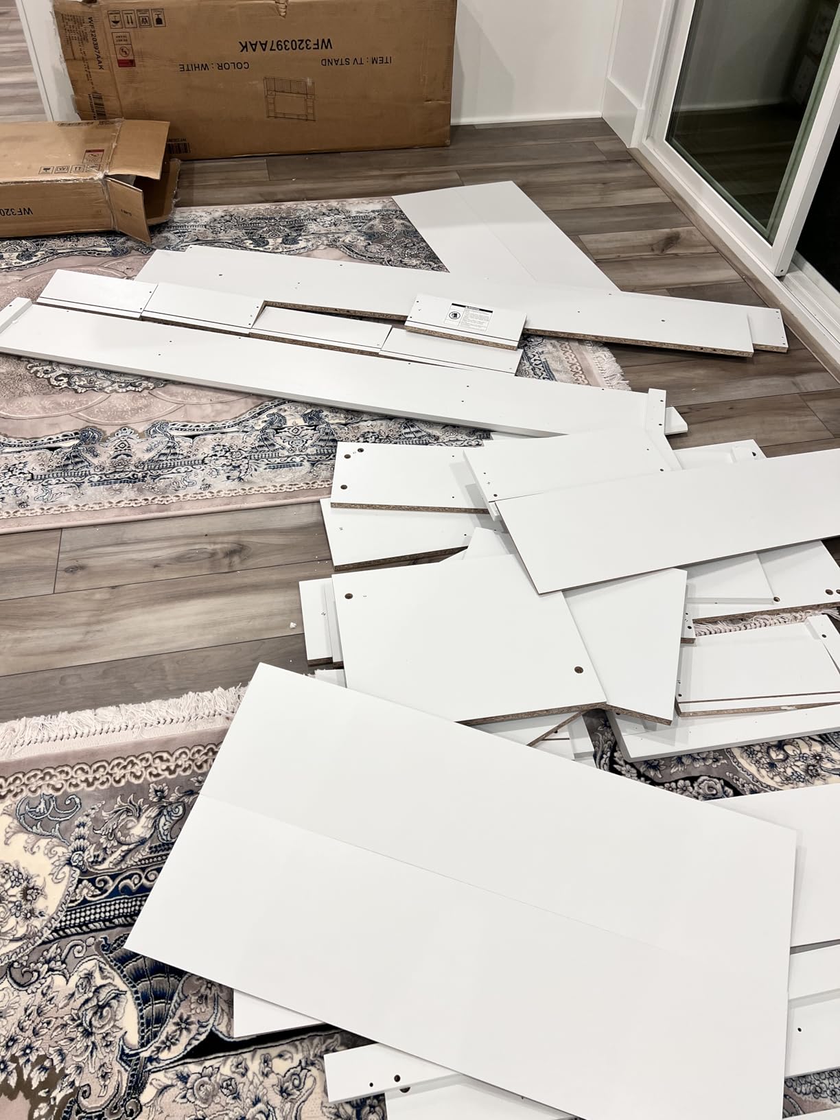 Merax Modern TV Stand Set w/Adjustable Bridge, Storage Media Console & Wall Units - Minimalist Entertainment Center for Living Room, White Customer Review Merax Modern TV Stand Set w/Adjustable Bridge, Storage Media Console & Wall Units - Minimalist Entertainment Center for Living Room, White - Customer Photo 1