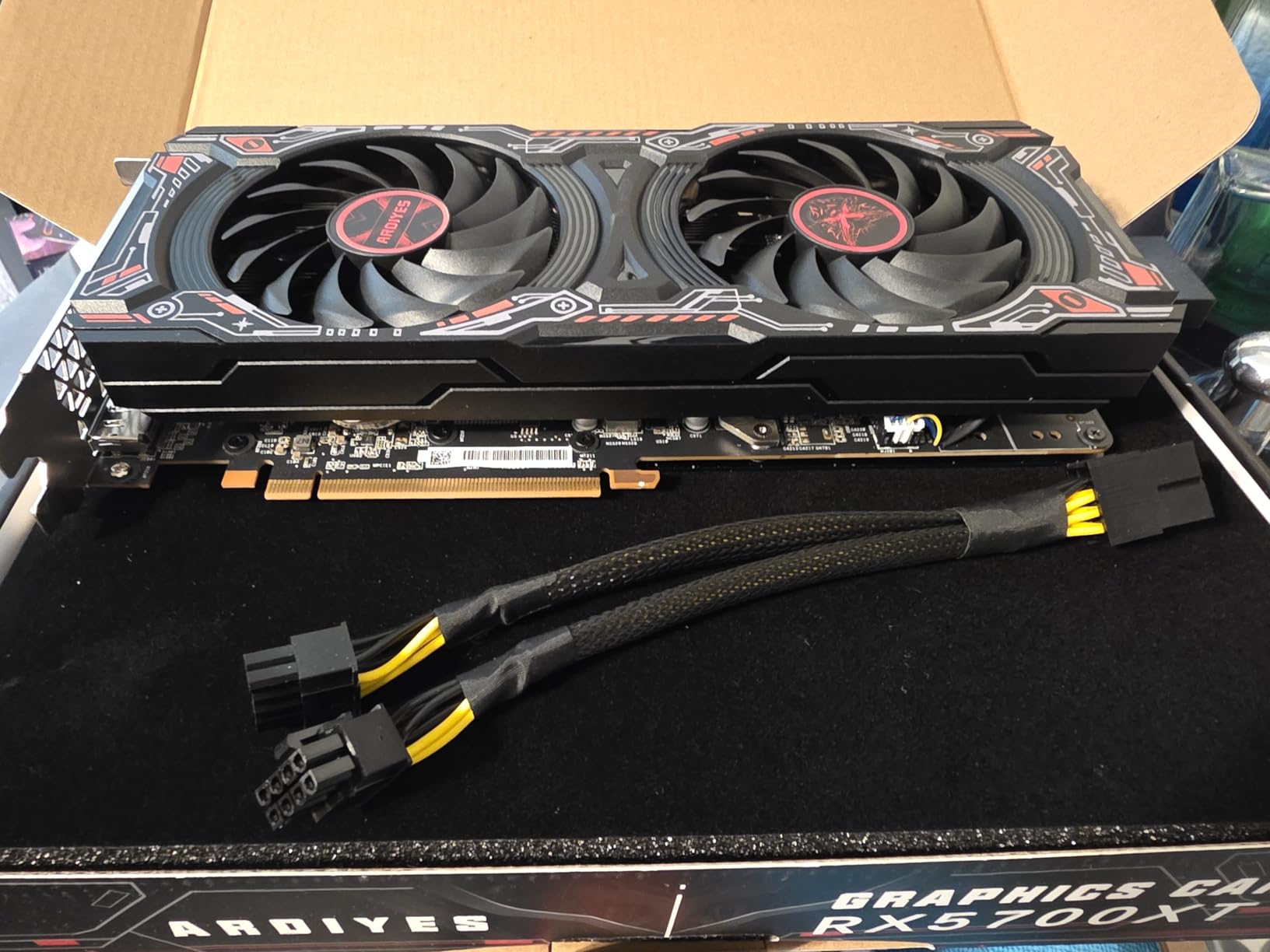 RX 5700 XT 8GB Graphics Card, GDDR6 256-Bit DirectX 12,3*DP and 1*HDMI Port PCIe4.0 2K Graphics Card for Gaming PC, Video Card for Office Tarjeta Gráfica with Dual Cooling Fans - Customer Photo 1