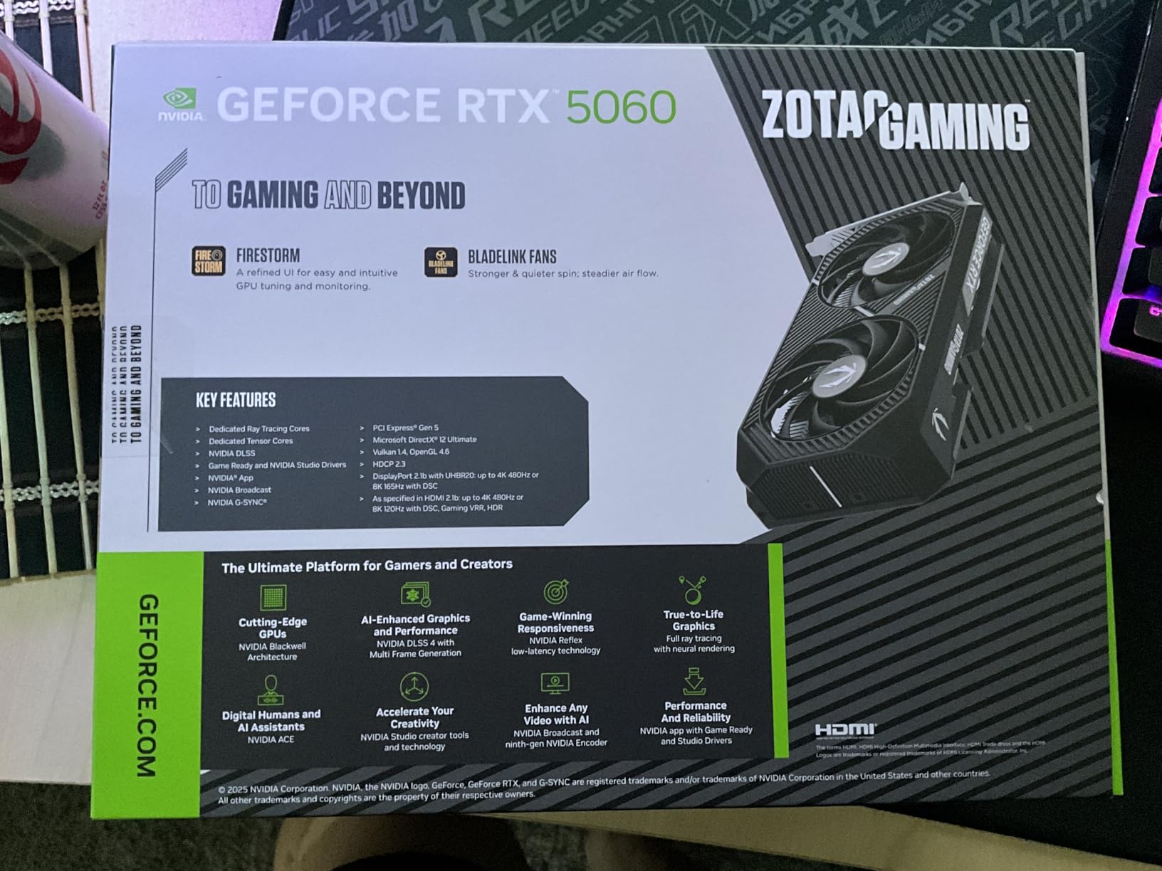 ZOTAC MEK AI-Enhanced Gaming PC Desktop Computer - NVIDIA GeForce RTX 5060, AMD Ryzen 5 7600 up to 5.1GHz, 16GB RGB DDR5, 1TB NVME M.2 SSD, 650W 80+ Gold PSU, WiFi 5,BT 5.2, Windows 11 Home - Customer Photo 4