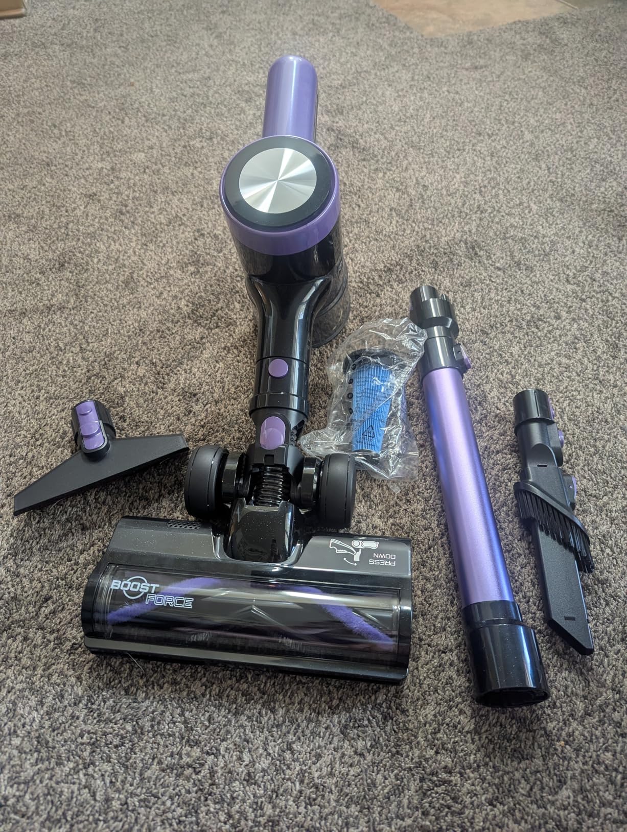 Cordless Vacuum Cleaner, 46KPa/500W Stick Vacuum with 55 Mins Runtime, Self-Standing Vacuum Cleaner for Home, LED Display, Anti-Tangle Brush, Rechargeable Vacuum for Hardwood Floor, Pet Hair, Carpet - Customer Photo 1