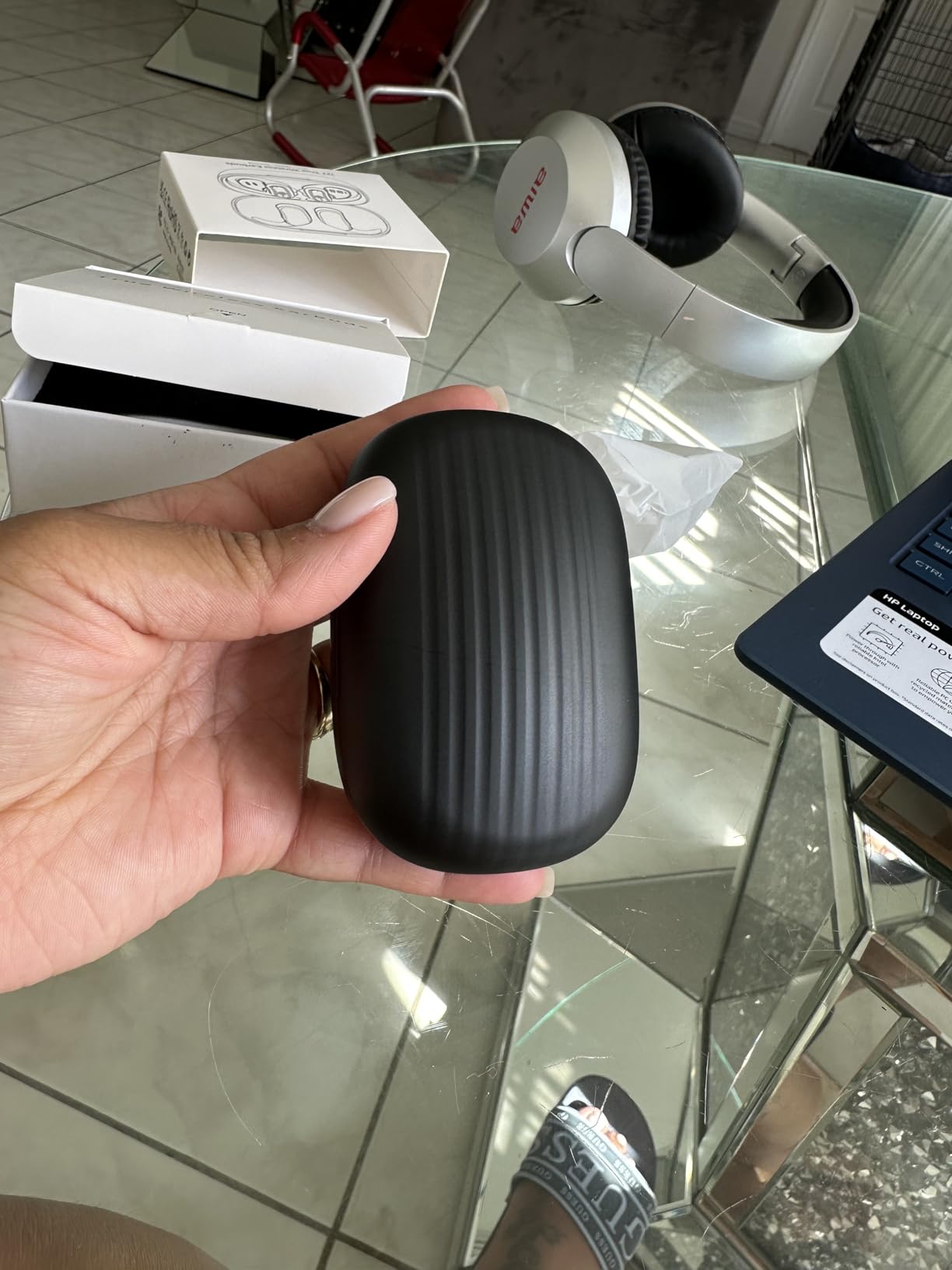 Open Ear Wireless Earbuds Bluetooth Headphones, 50Hrs Playtime Stereo Sound Earphones with IP7 Waterproof Ear Buds for Fitness/Travel - Customer Photo 3