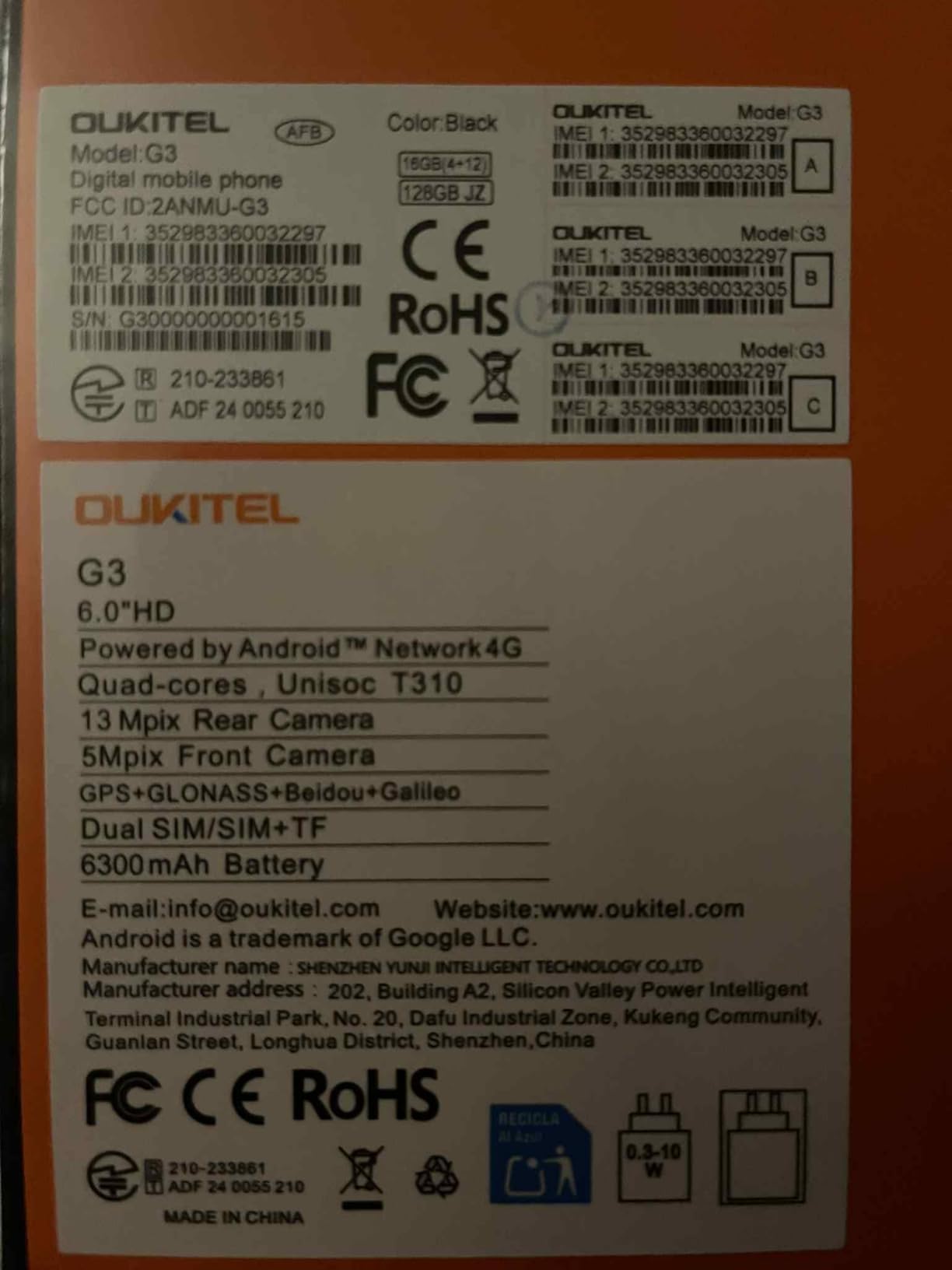 OUKITEL G3 Rugged Smartphone Unlocked -16GB+128GB/1TB TF 6 OUKITEL G3 Rugged Smartphone Unlocked -16GB+128GB/1TB TF 6