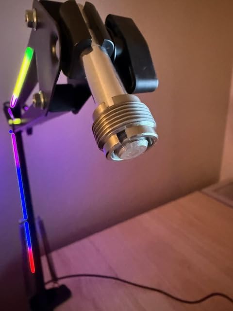 FIFINE Microphone Boom Arm, Metal Adjustable Mic Arm Stand with RGB Control, 3/8