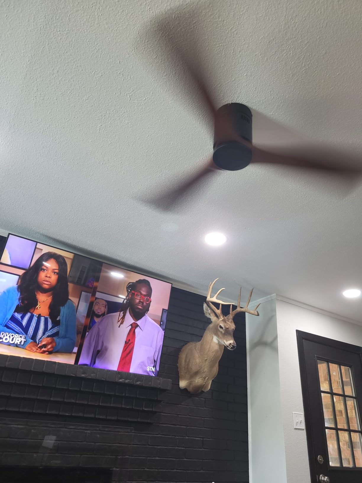 Sofucor 52 Inch Smart Ceiling Fans with Lights-Flush Mount Low Profile Modern Outdoor Solid Wood Ceiling Fans with Remote Control for Bedroom/Farmhouse/Patio/Indoor, Brown Black Customer Review Sofucor 52 Inch Smart Ceiling Fans with Lights-Flush Mount Low Profile Modern Outdoor Solid Wood Ceiling Fans with Remote Control for Bedroom/Farmhouse/Patio/Indoor, Brown Black - Customer Photo 3