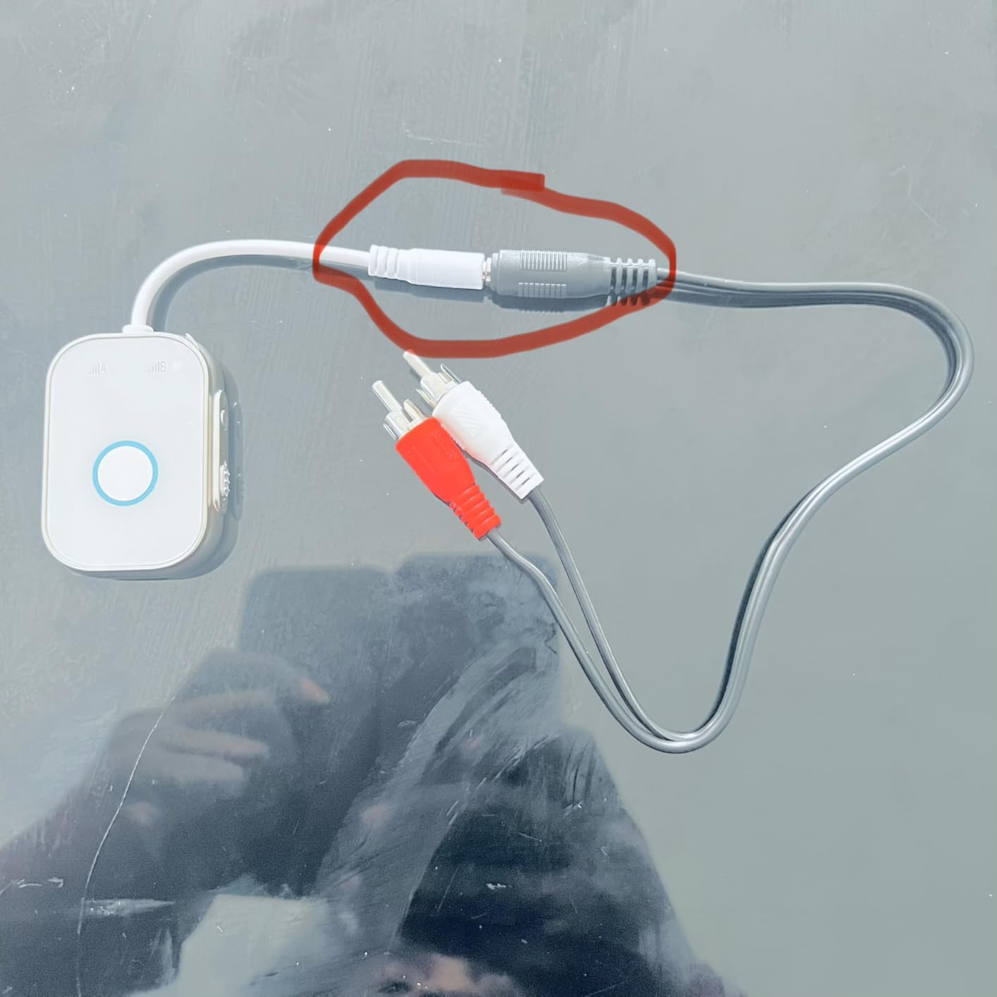 Bluetooth Transmitter Receiver, 2-in1 Wireless Adapter for Airplane, Bluetooth 5.3 Transmitter for TVs, Gym Equipment, Cars,Use with 3.5mm Jack and RCA Cable - Customer Photo 1