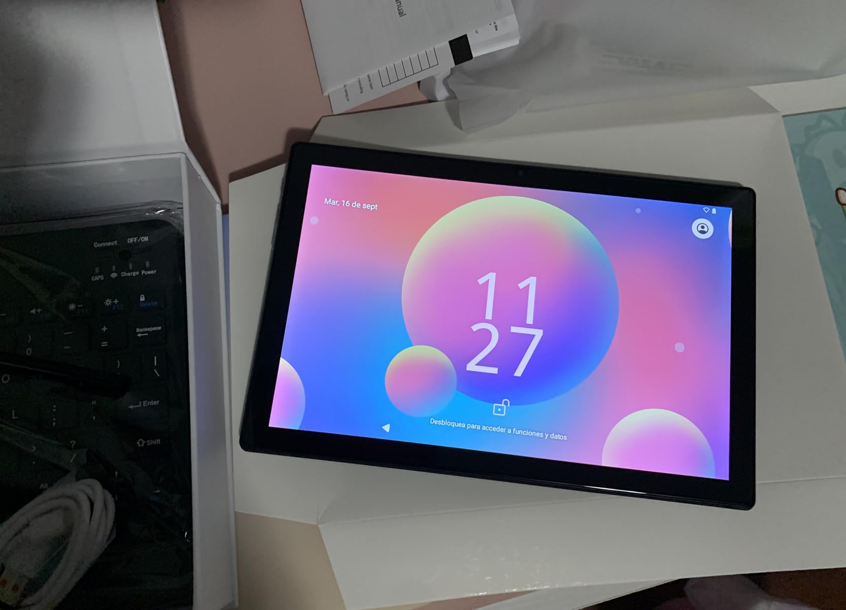 10 inch Android 15 Tablet with Keyboard - 24GB(4+20) RAM+128GB ROM(1TB Expand), 2-in-1 Tablets with 8-Core, 7200mAh, 5G WiFi, Widevine L1, GMS, with Case, Keyboard, Stylus (Black) - Customer Photo 1