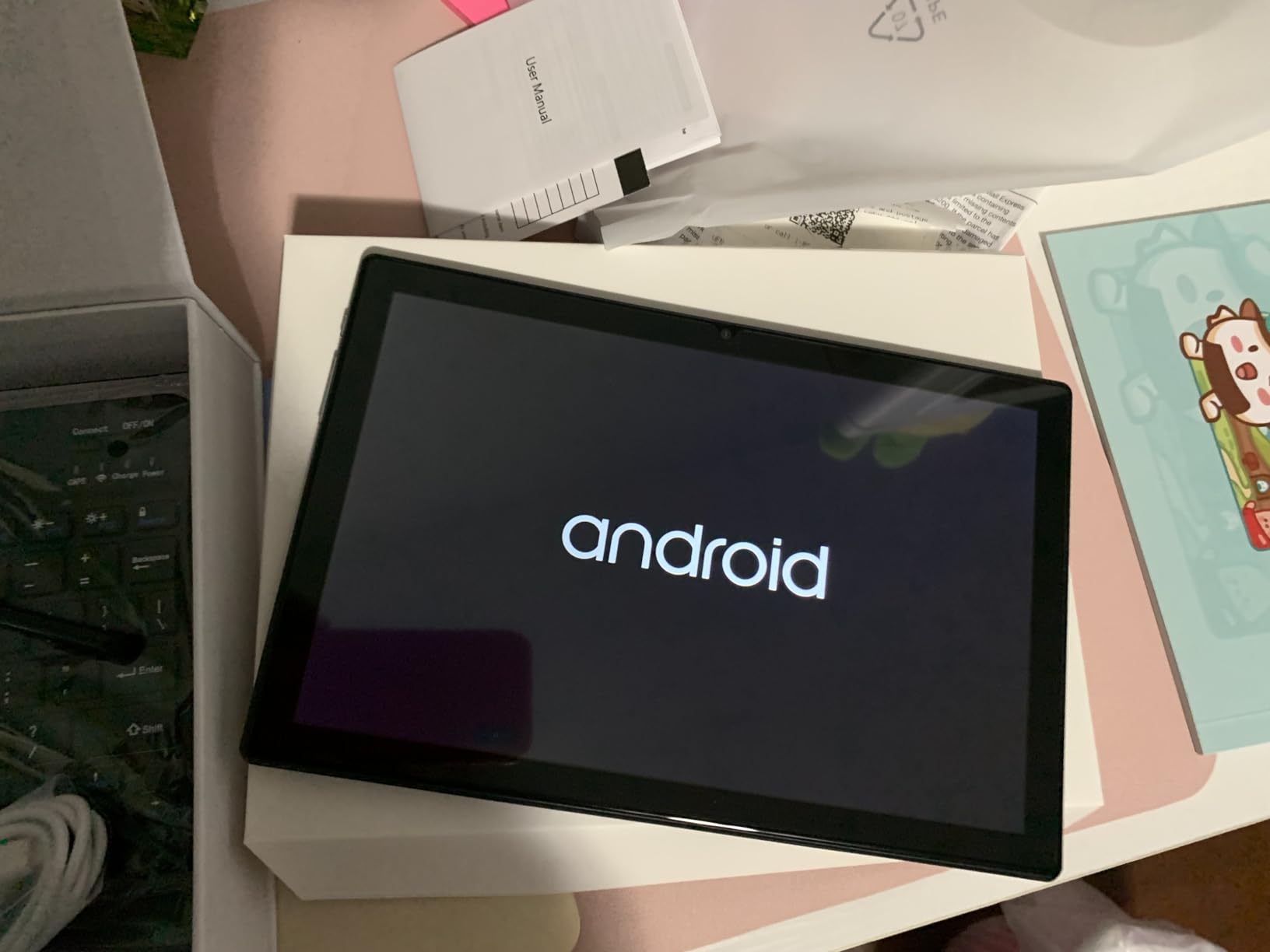 10 inch Android 15 Tablet with Keyboard - 24GB(4+20) RAM+128GB ROM(1TB Expand), 2-in-1 Tablets with 8-Core, 7200mAh, 5G WiFi, Widevine L1, GMS, with Case, Keyboard, Stylus (Black) - Customer Photo 2