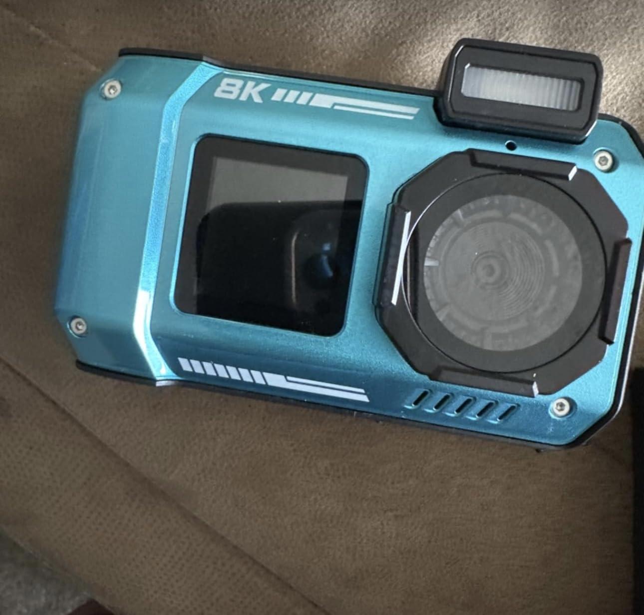 UHD 8K Underwater Camera, 70MP 33FT WiFi Waterproof Digital Camera with 64GB Card, Auto Focus Waterproof Dual-Screen Selfie 2500mAh Battery, 18X Floatable Digital for Snorkeling, Blue - Customer Photo 1