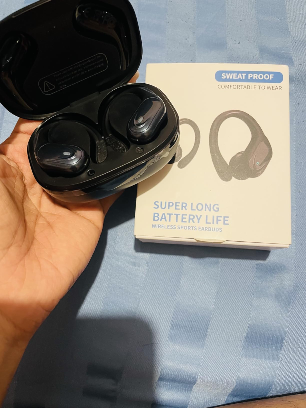 Wireless Earbuds, Sports Bluetooth Headphones, 80Hrs Playtime Ear Buds with LED Power Display, Noise Canceling Headset, IPX7 Waterproof Earphones for Workout/Running (Rose Gold) - Customer Photo 4