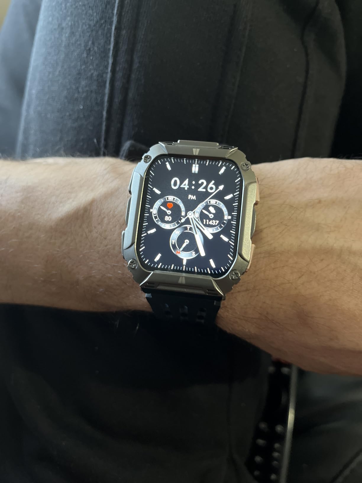 Smart Watches for Men, Military Smart Watch with 100 Days Battery/LED Flashlight, 1.95'' Fitness Watch with Heart Rate/ Sleep Monitor/100+ Sports Mode, 5 ATM Rugged Smartwatch for Android and iPhone - Customer Photo 1