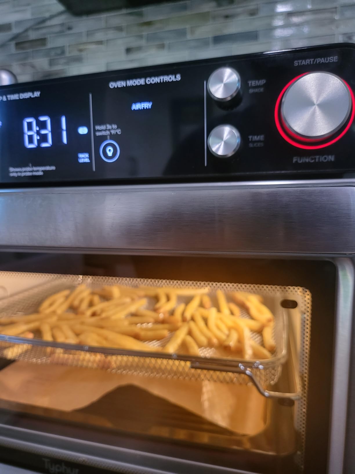 Typhur Sync Oven with Smart Wireless Meat Thermometer Probe, 12‑in‑1 Countertop Air Fryer Toaster Oven Combo, 360° Turbo Convection, Dehydrator, Recipes & 5 Accessories, Large 27QT, Stainless Steel - Customer Photo 2