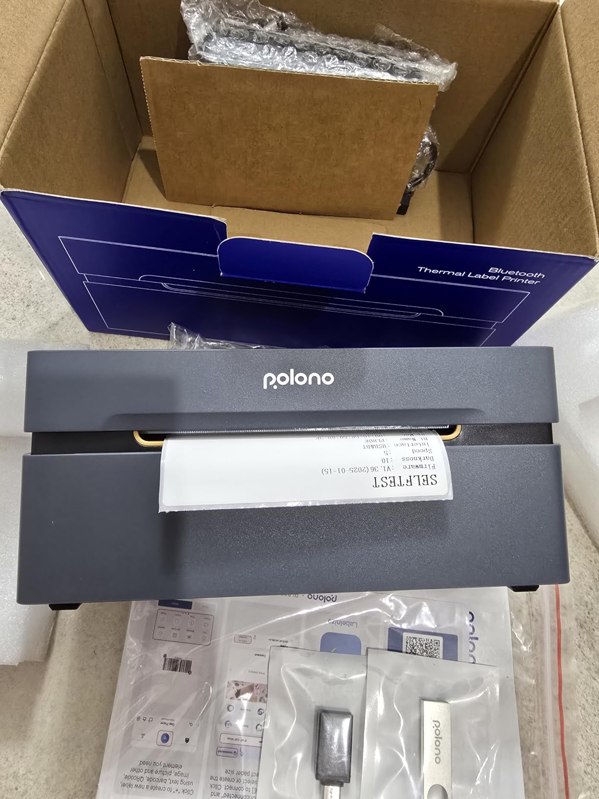 POLONO Bluetooth Thermal Shipping Label Printer, Wireless 4x6 Shipping Label Printer for Small Business, Support iOS, Android, Windows, Mac. Compatible with Amazon, Ebay, Shopify, Etsy, USPS (Grey) - Customer Photo 1