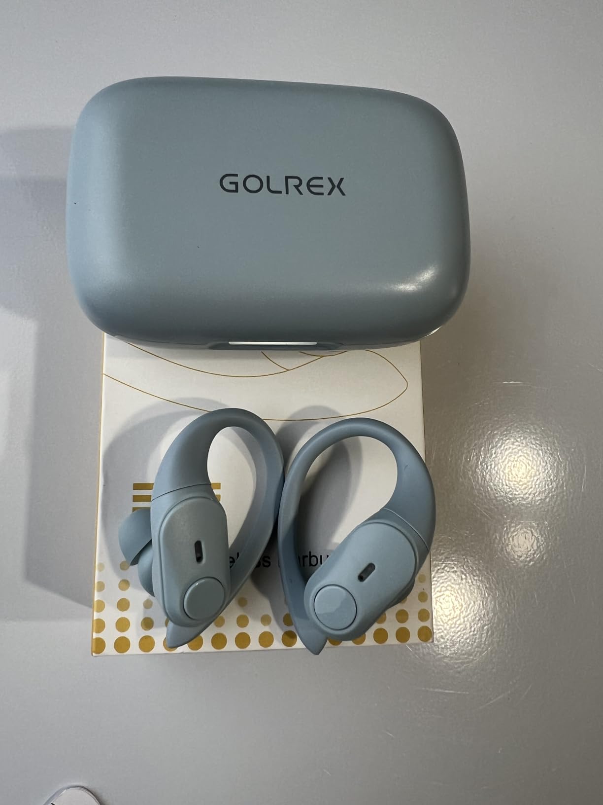 GOLREX Active Noise Cancelling Ear Buds Wireless Earbuds Bluetooth Headphones with 80H Playtime LED Display Charging Case, Over Ear Earphones with Hooks for Sports Running Gym Workout Black - Customer Photo 1