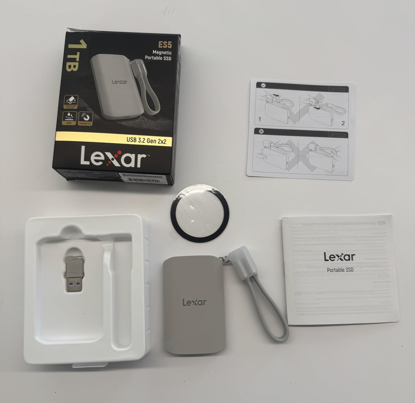 Lexar 1TB ES5 Magnetic External SSD, Up to 2000MB/s, Compatible w/MagSafe, USB-C Smartphones, iPhone 15/16 or Above, PC, Mac, Supports Apple ProRes & Samsung Pro Video, Silver (LES5XXX001T-RNWNU) - Customer Photo 2