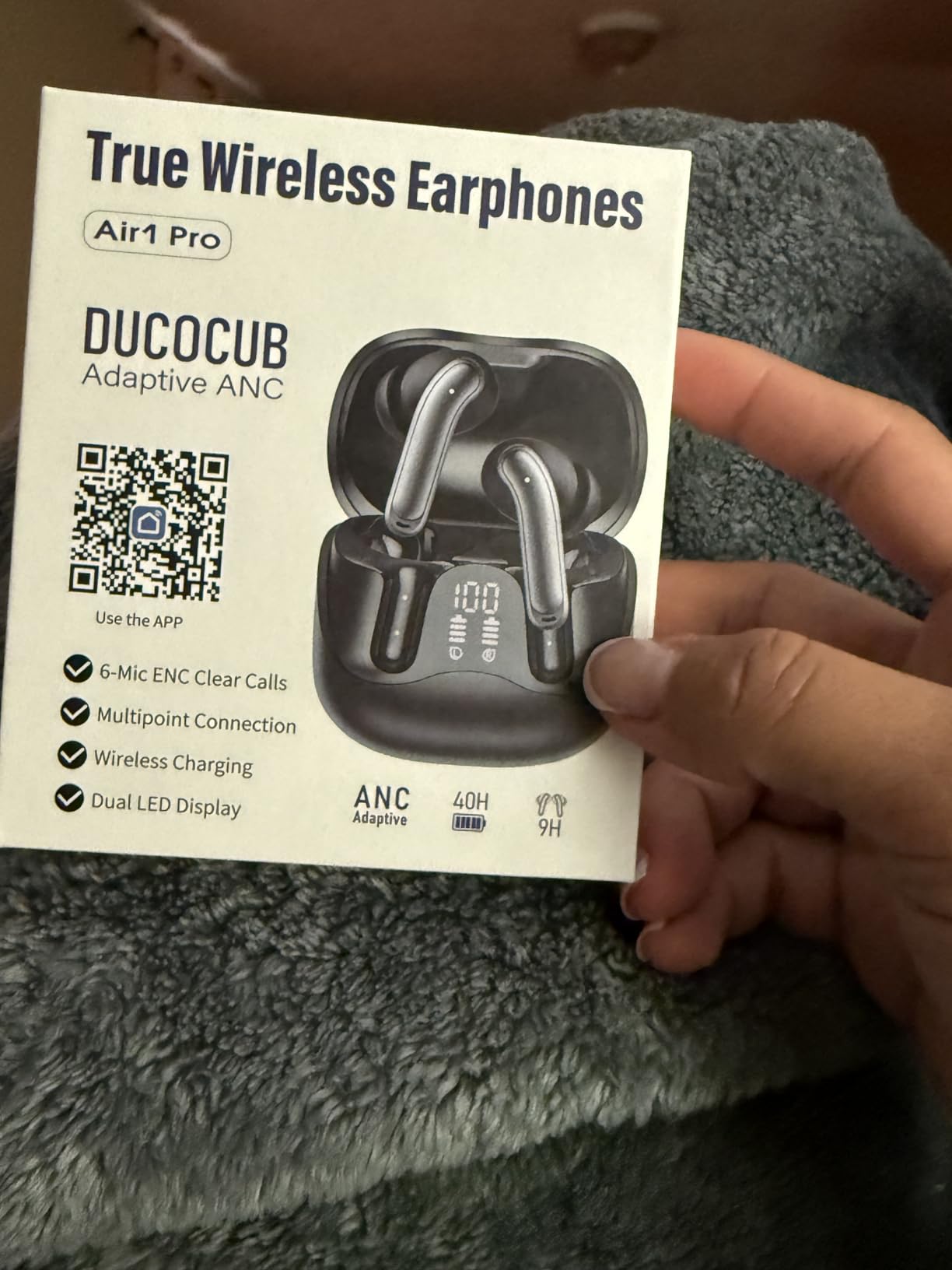 Adaptive Hybrid Active Noise Canceling Wireless Earbuds, 6 Mics ENC Clear Call Ear Buds, Hi-Res Audio Deep Bass Bluetooth 5.4 Headphones, 48H Playtime, Wireless Charging, Multipoint Connection, Black Customer Review Adaptive Hybrid Active Noise Canceling Wireless Earbuds, 6 Mics ENC Clear Call Ear Buds, Hi-Res Audio Deep Bass Bluetooth 5.4 Headphones, 48H Playtime, Wireless Charging, Multipoint Connection, Black - Customer Photo 3