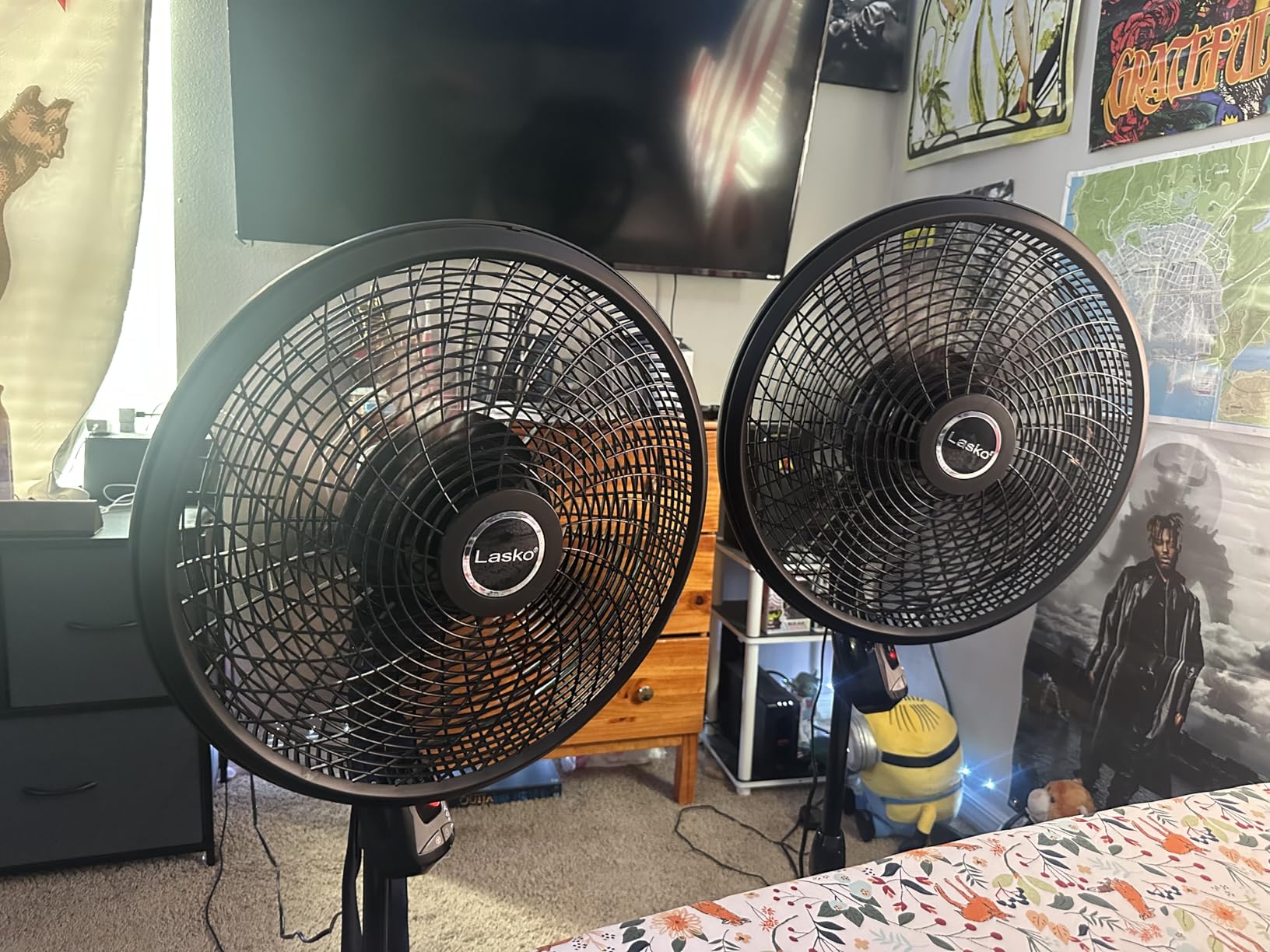 Lasko Oscillating Cyclone Pedestal Fan, Adjustable Height, Timer, Remote Control, 3 Speeds, for Bedroom, Living Room, Home Office, 18