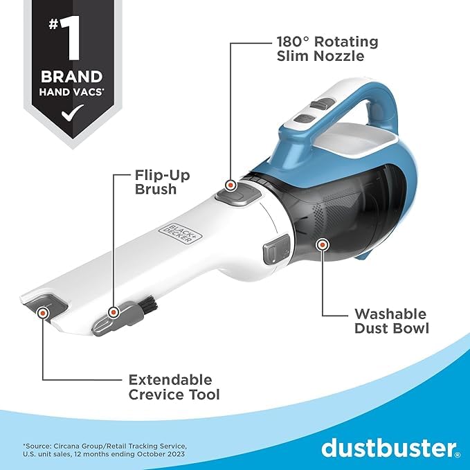 BLACK+DECKER dustbuster AdvancedClean Handheld Vacuum Cordless, Compact Home and Car Vacuum with Crevice Tool, Rotating Nozzle and Charging Station, Large Dust Bowl (CHV1410L) customer photo 2