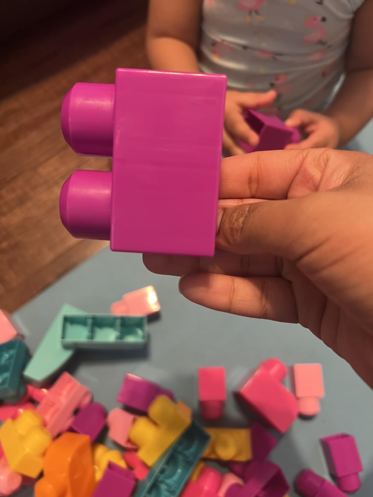 MEGA BLOKS First Builders Toddler Blocks Toys Set, Big Building Bag Collection with 80 Pieces and Storage, Pink, Ages 1+ Years - Customer Photo 2